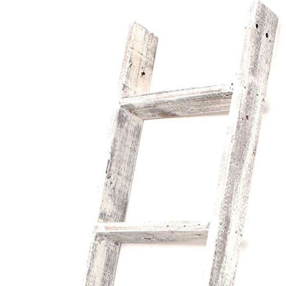 5 Step Rustic White Wood Ladder Shelf | 15