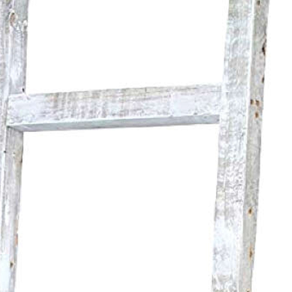 6 Step Rustic White Wash Wood Ladder Shelf | 16