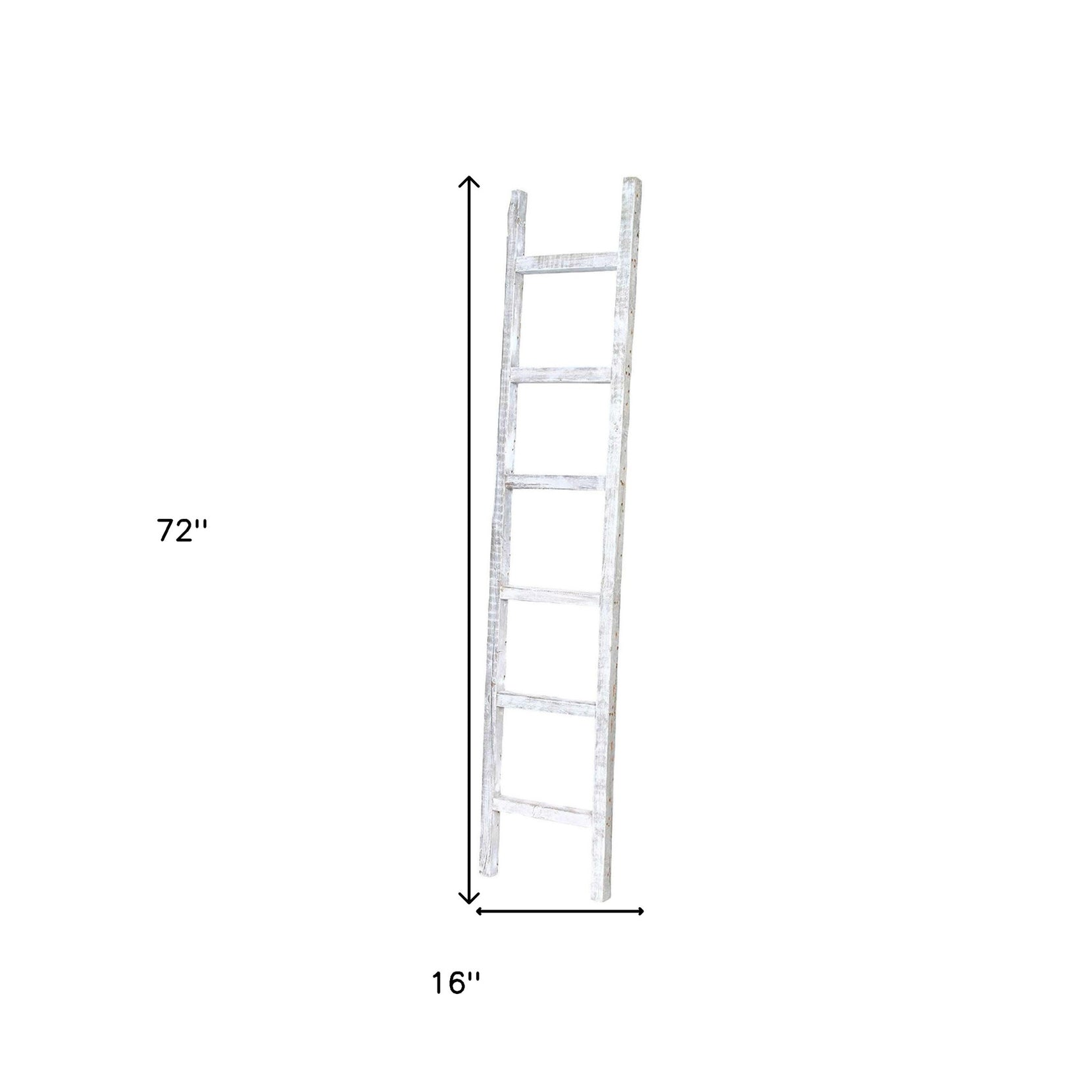 6 Step Rustic White Wash Wood Ladder Shelf | 16