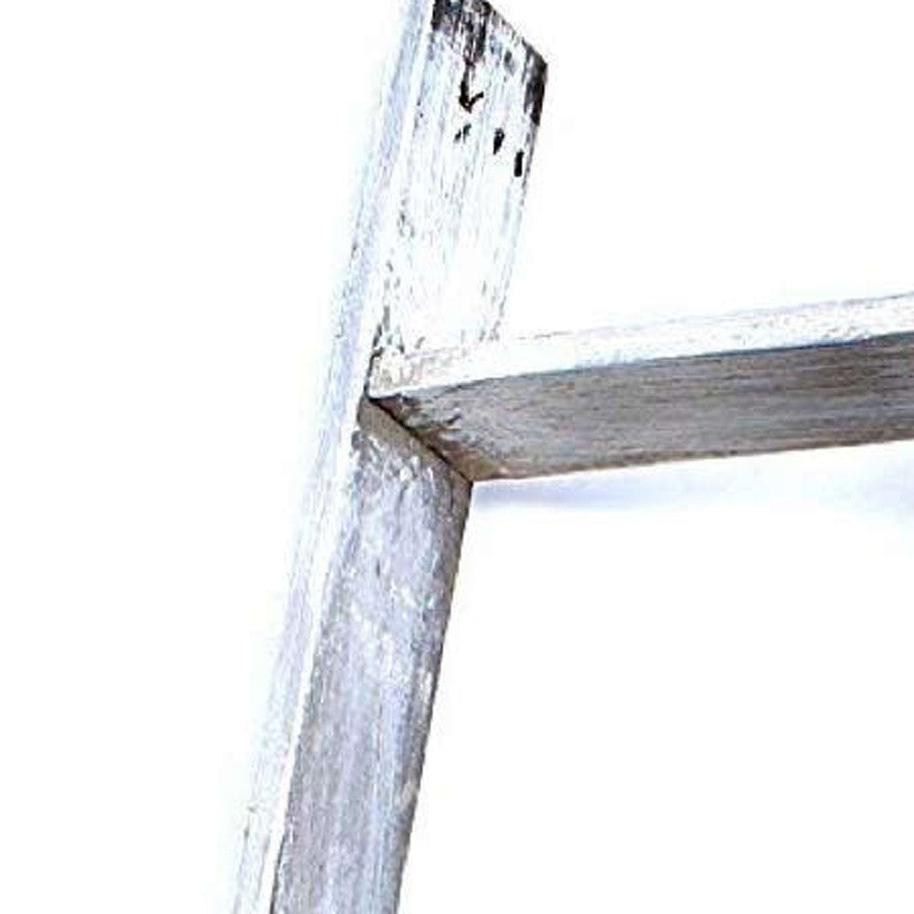 4 Step Whitewash Rustic Wood Ladder Shelf | 14