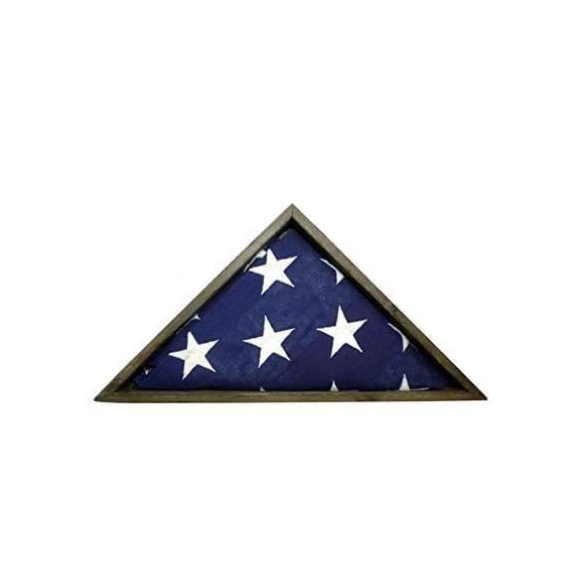 Rustic Weathered Grey Reclaimed Wood Triangle Wooden Display Flag Case | 14