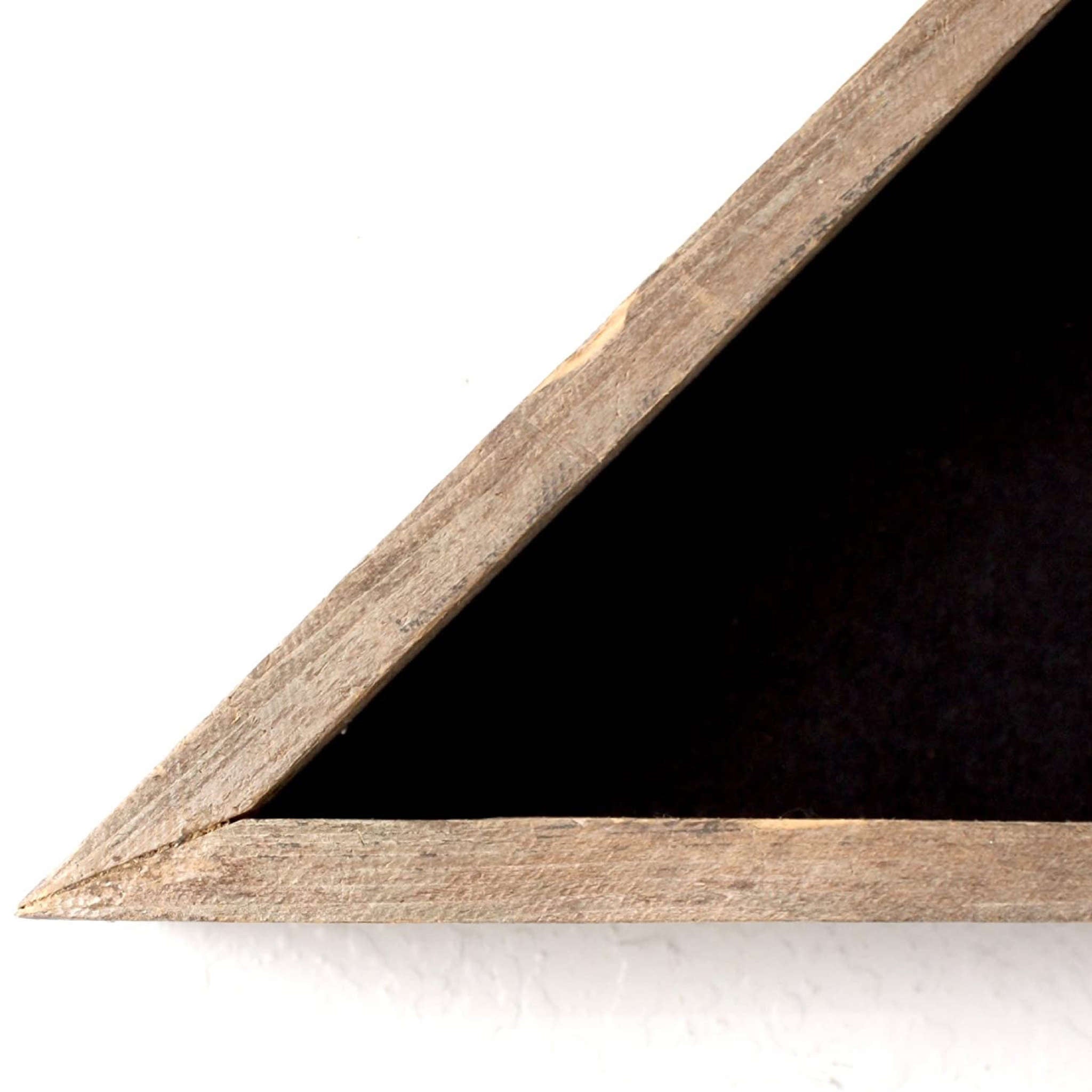 Rustic Weathered Grey Reclaimed Wood Triangle Wooden Display Flag Case | 14