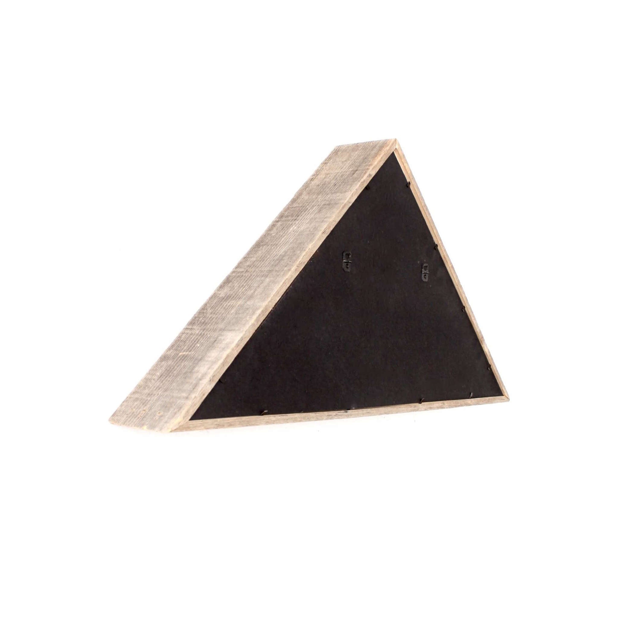 Rustic Weathered Grey Reclaimed Wood Triangle Wooden Display Flag Case | 14