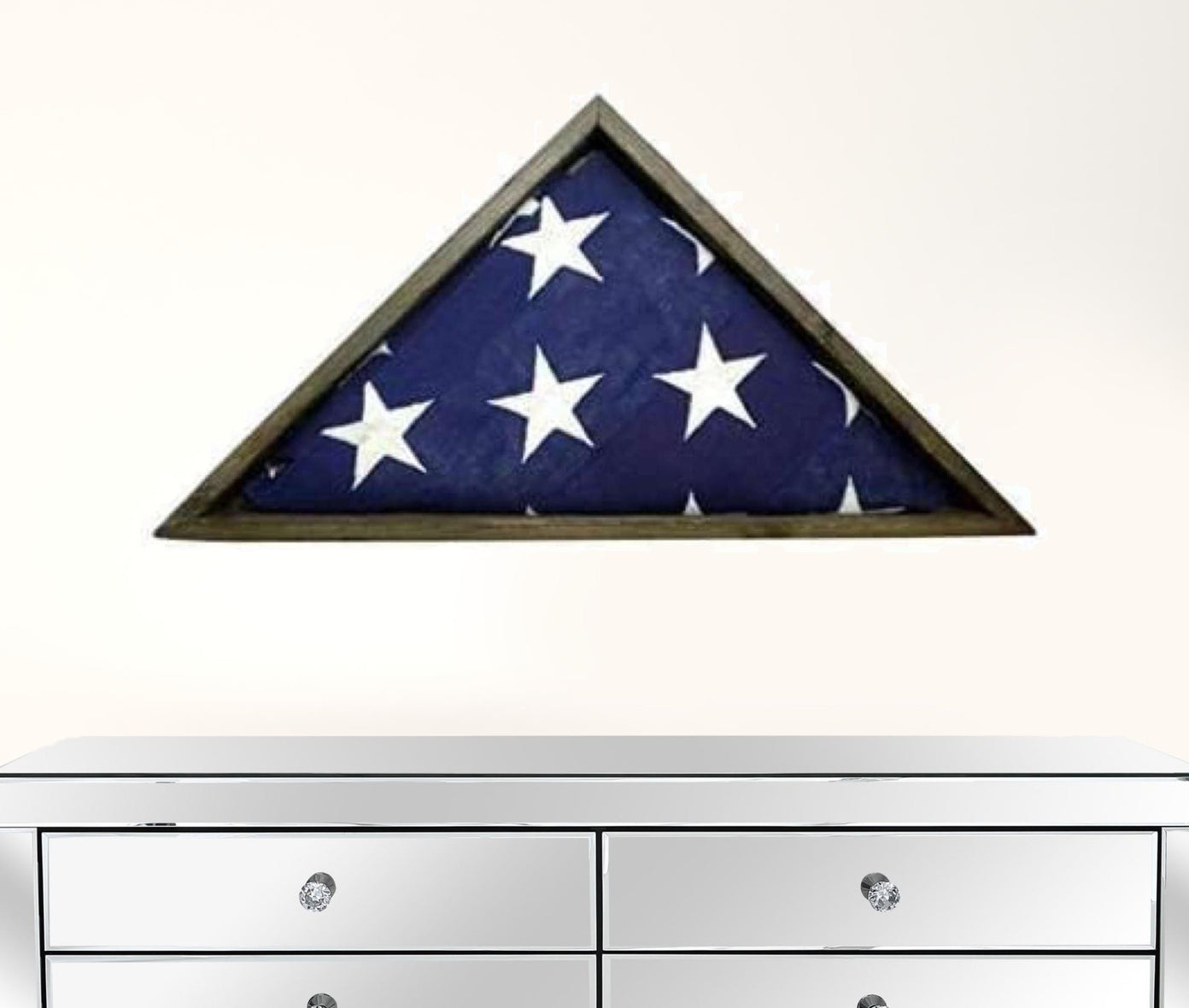 Triangular Flag Box Rustic Weathered Grey Reclaimed Wood Triangle Wooden Display Flag Case ...