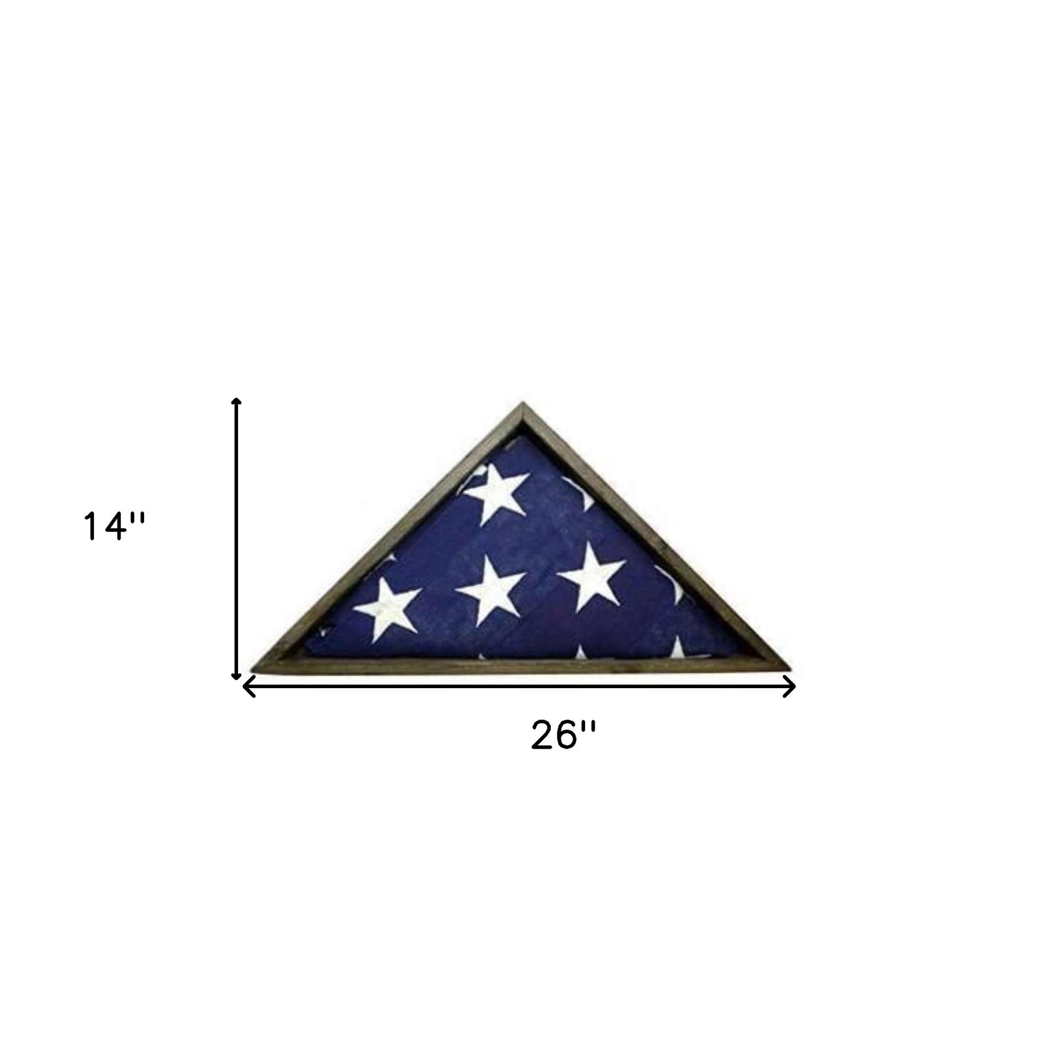 Rustic Weathered Grey Reclaimed Wood Triangle Wooden Display Flag Case | 14
