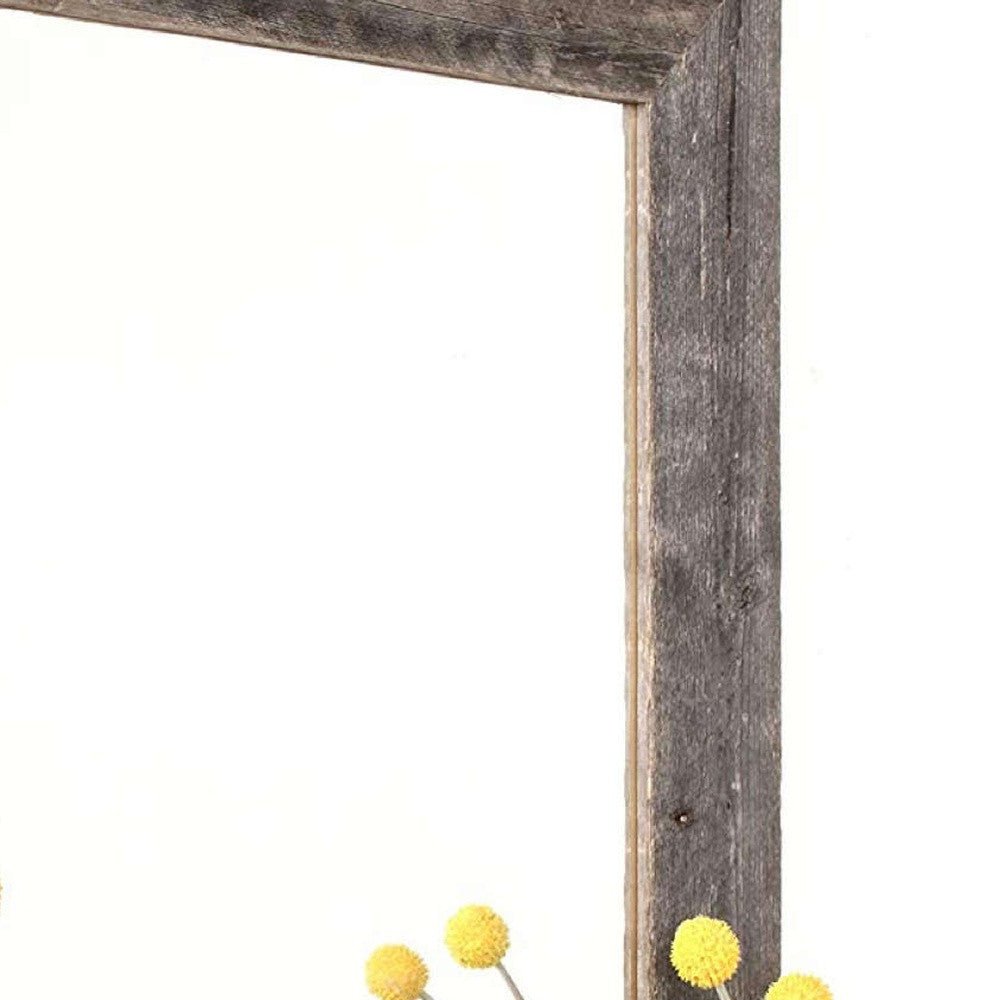 Rustic Weathered Gray Reclaimed Wood Plank Wall Mirror with Shelf | 23