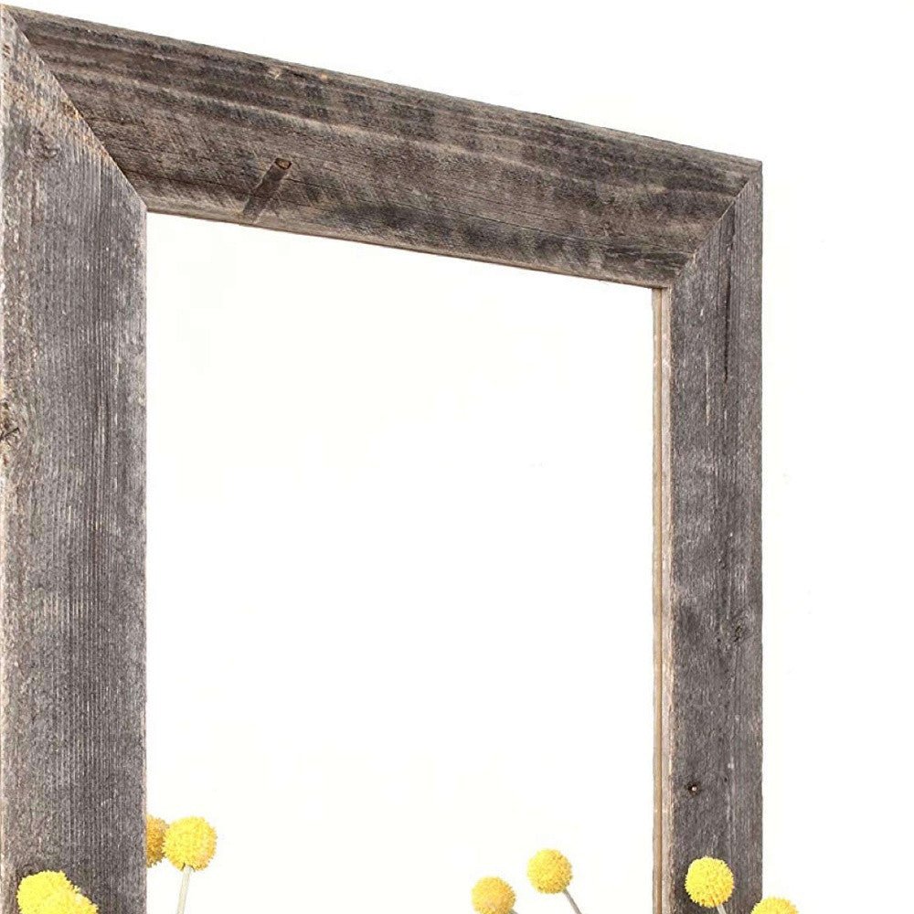 Rustic Weathered Gray Reclaimed Wood Plank Wall Mirror with Shelf | 23