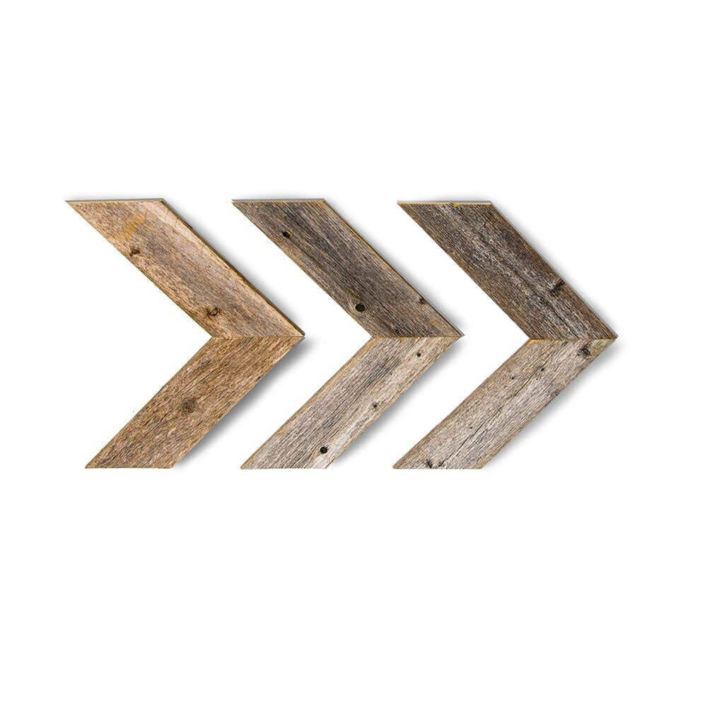 Set Of Three Rustic Weathered Grey Chevron Wood Arrows | 11