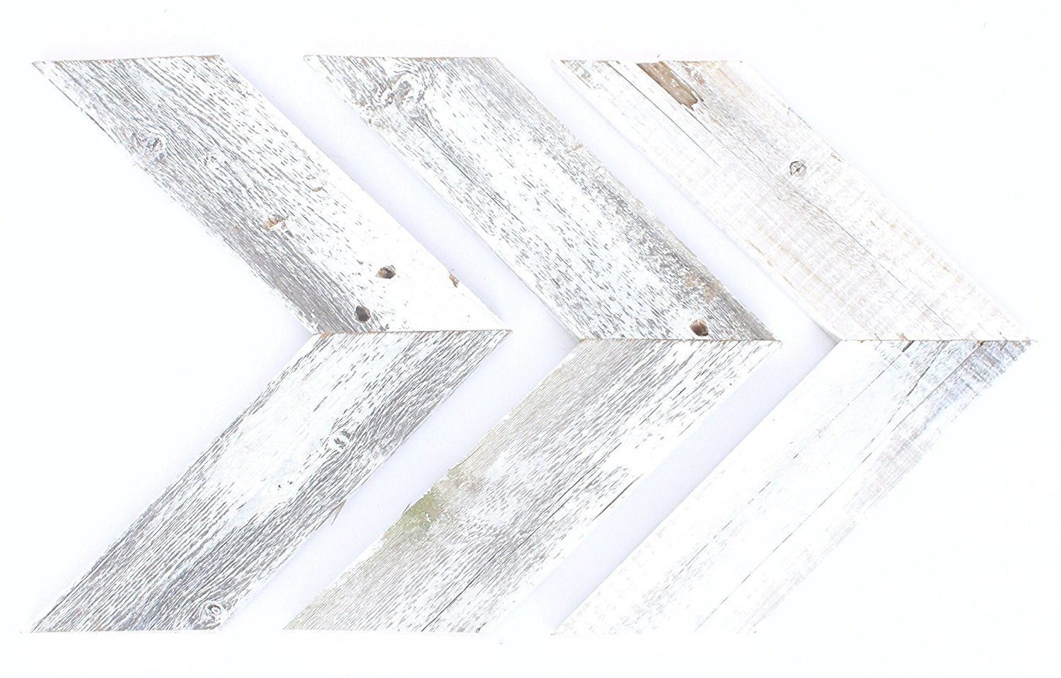 Set Of Three White Wash Reclaimed Wood Chevron Arrows | 3