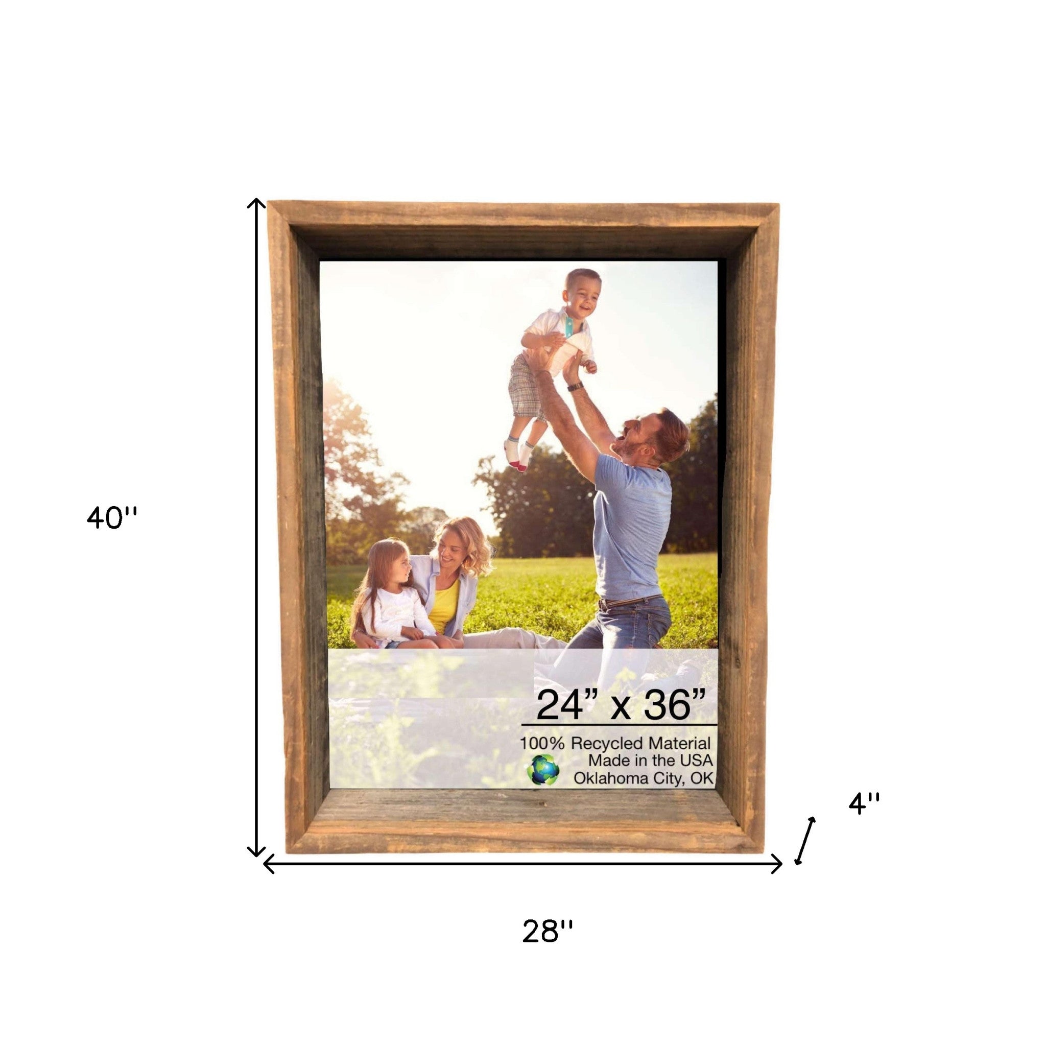 Gray Distressed Solid Manufactured Wood Hanging Picture Frame | 24
