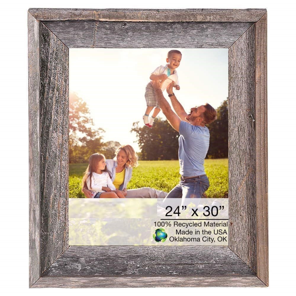 Natural Weathered Grey Wood Picture Frame With Plexiglass Holder | 24