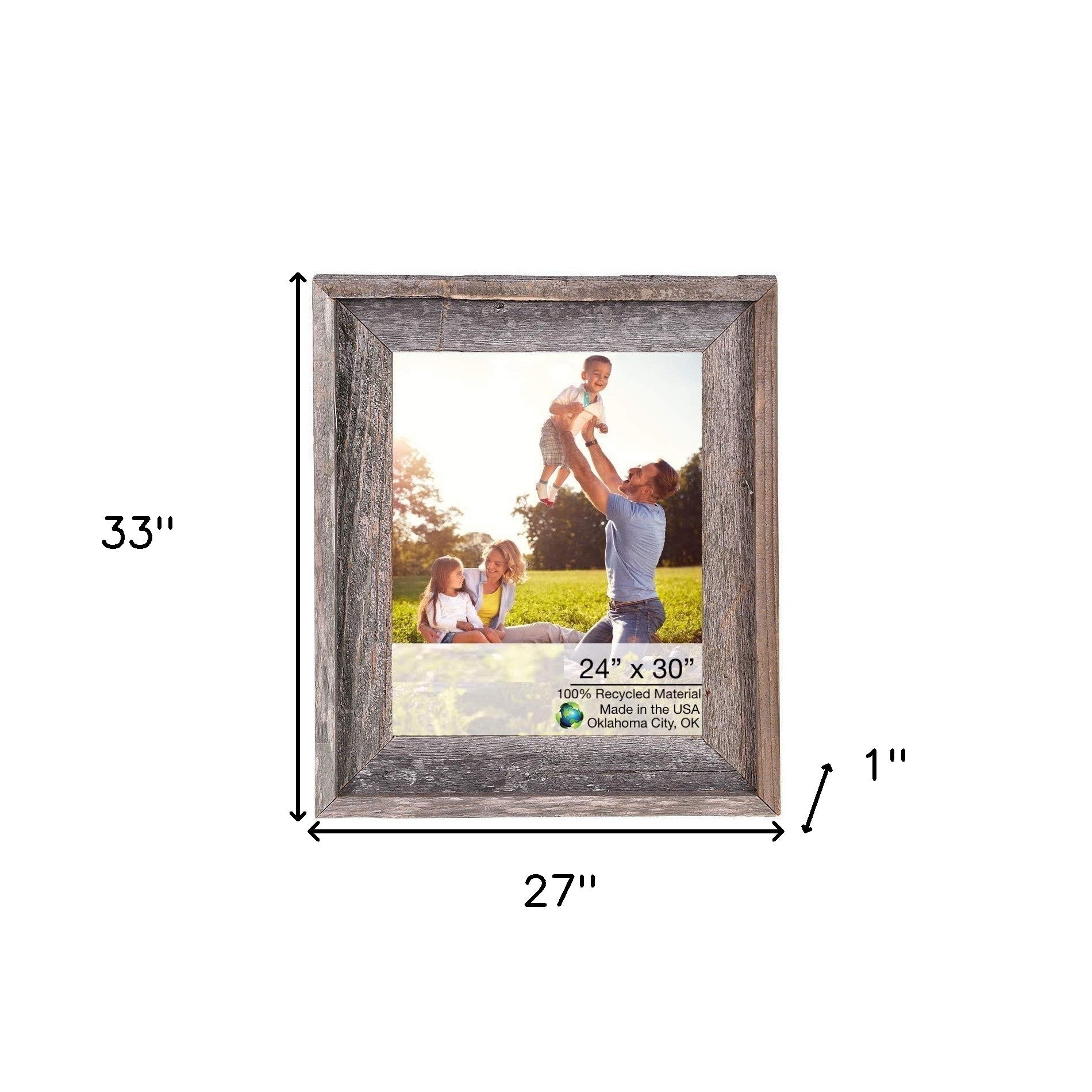 Natural Weathered Grey Wood Picture Frame With Plexiglass Holder | 24