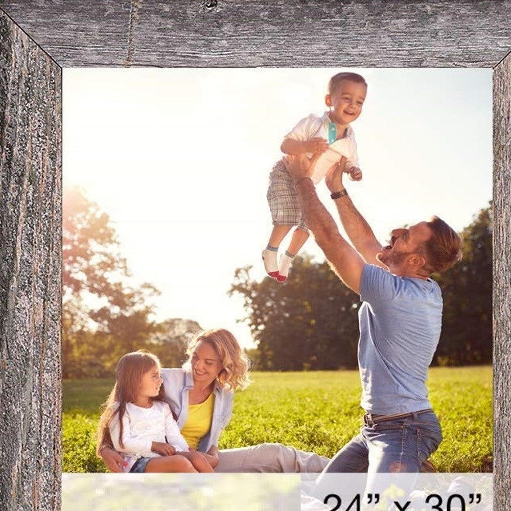 Natural Weathered Grey Wood Picture Frame With Plexiglass Holder | 24