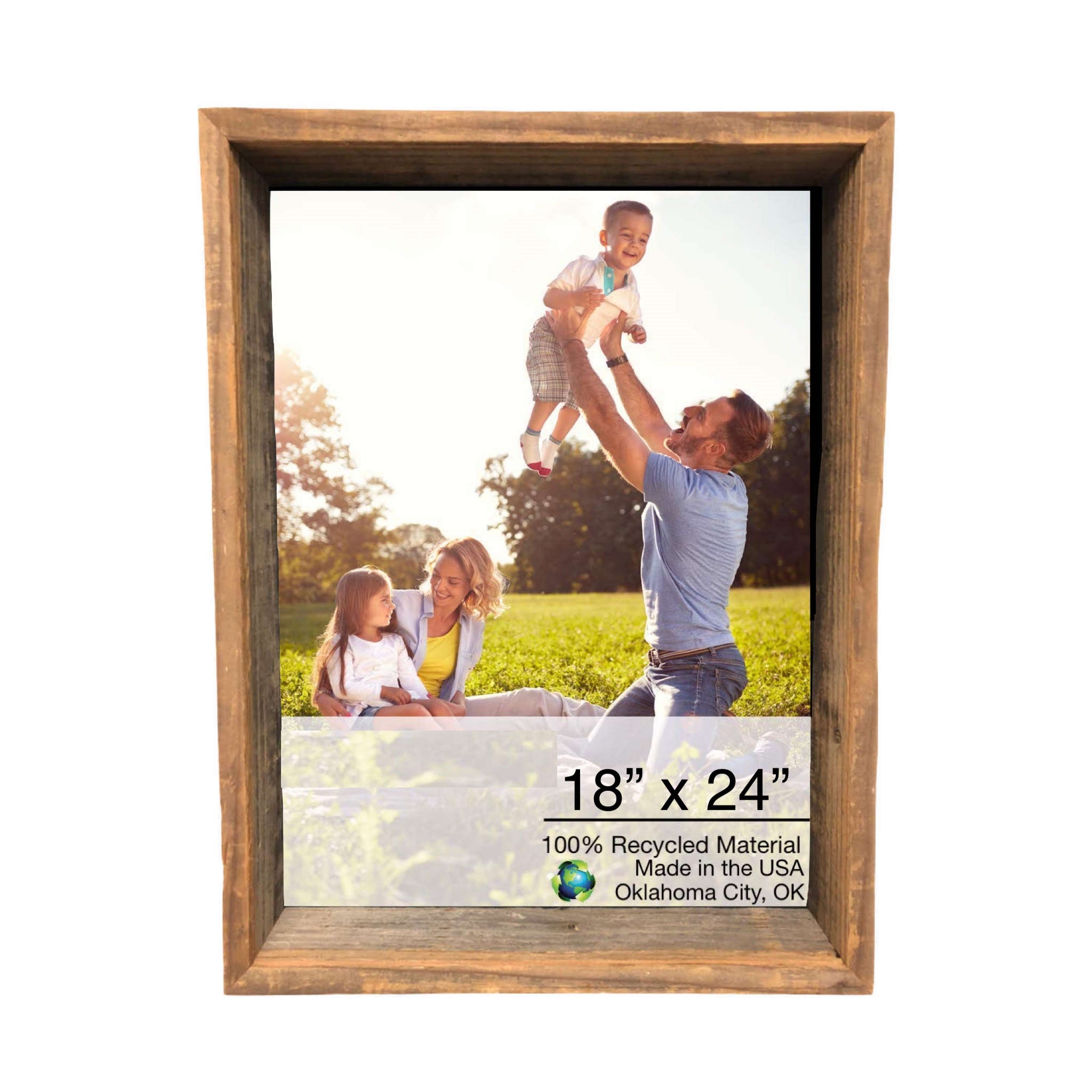 Rustic Weathered Grey Wood Picture Frame With Hanger | 18
