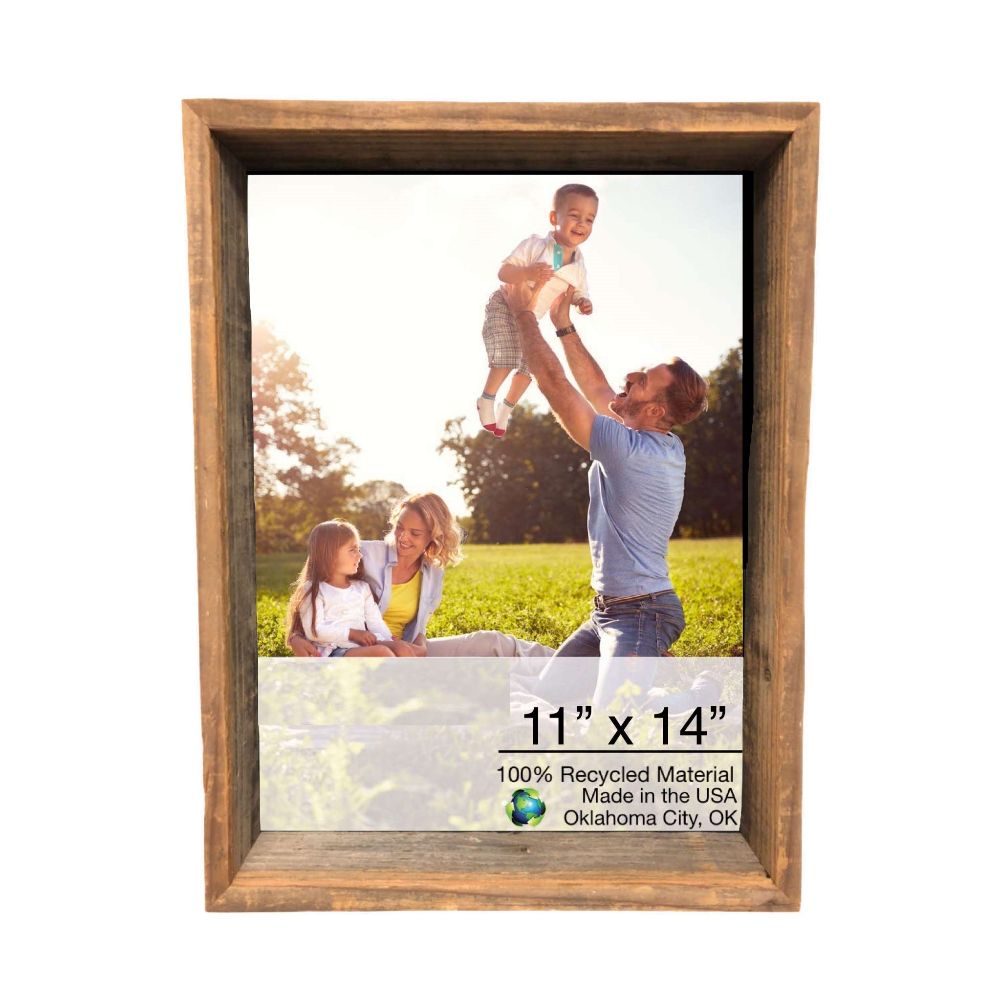 Rustic Weathered Grey Box Picture Frame With Hanger | 11