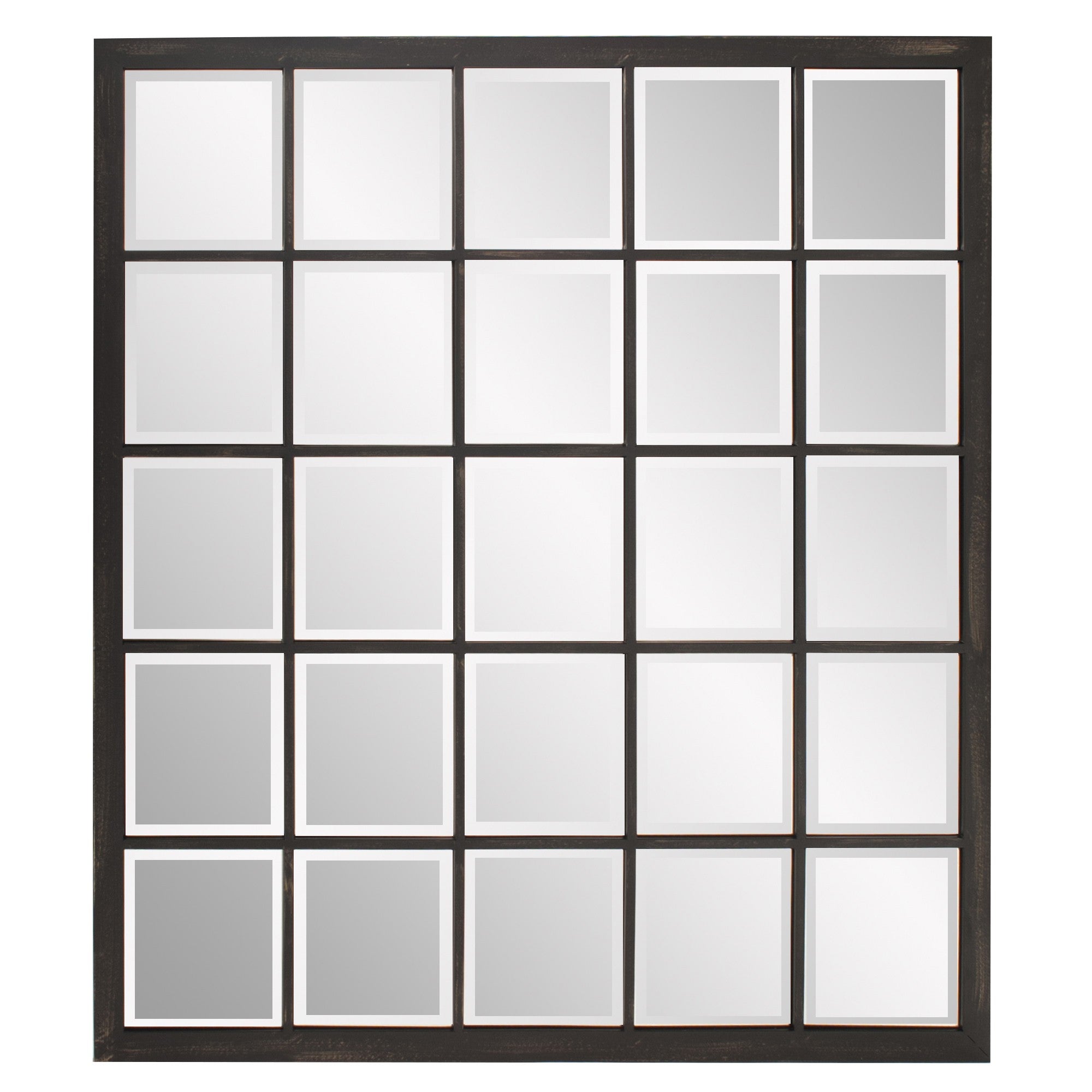 Rectangular Antique Black Finish Wall Mirror with Beveled Edge | 34