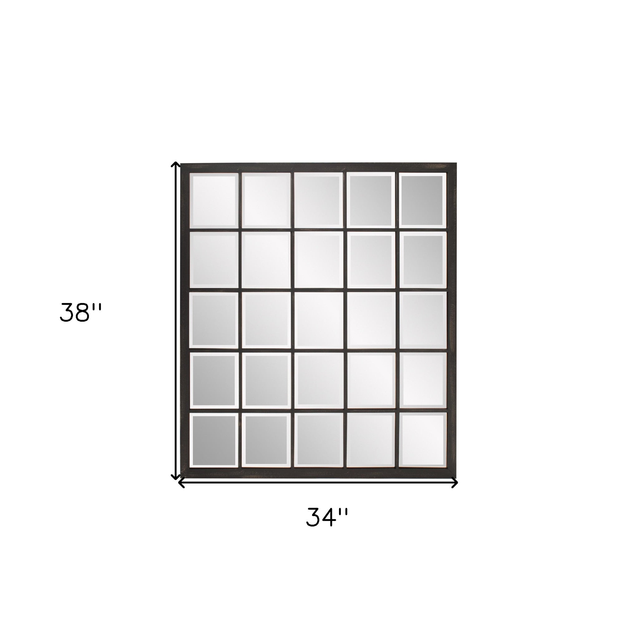 Rectangular Antique Black Finish Wall Mirror with Beveled Edge | 34