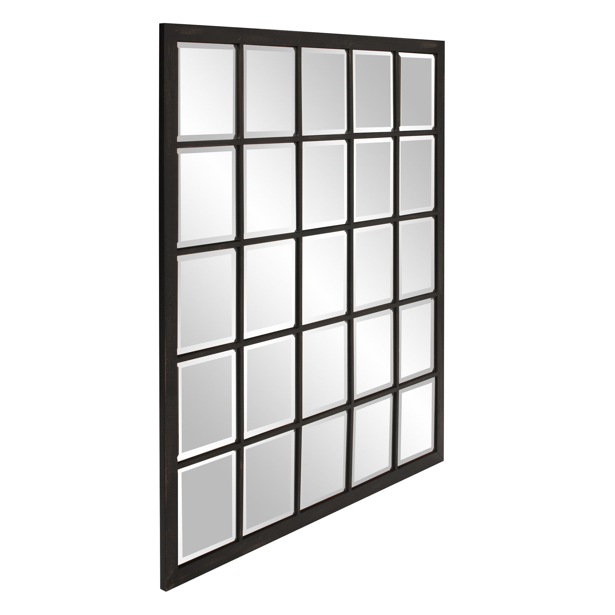 Rectangular Antique Black Finish Wall Mirror with Beveled Edge | 34