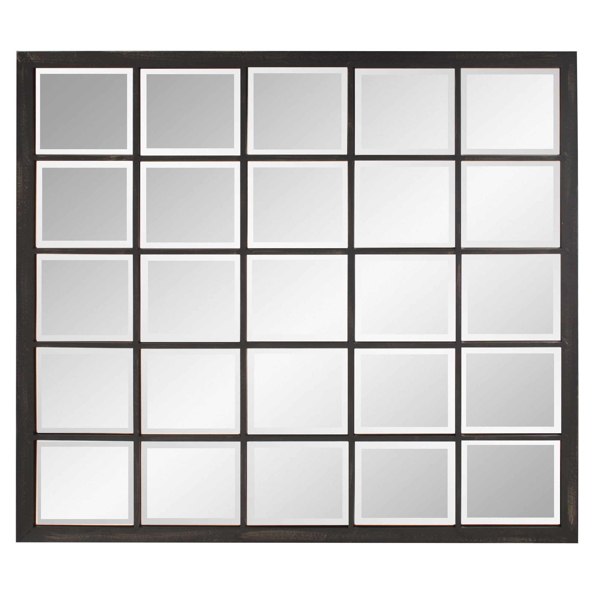 Rectangular Antique Black Finish Wall Mirror with Beveled Edge | 34