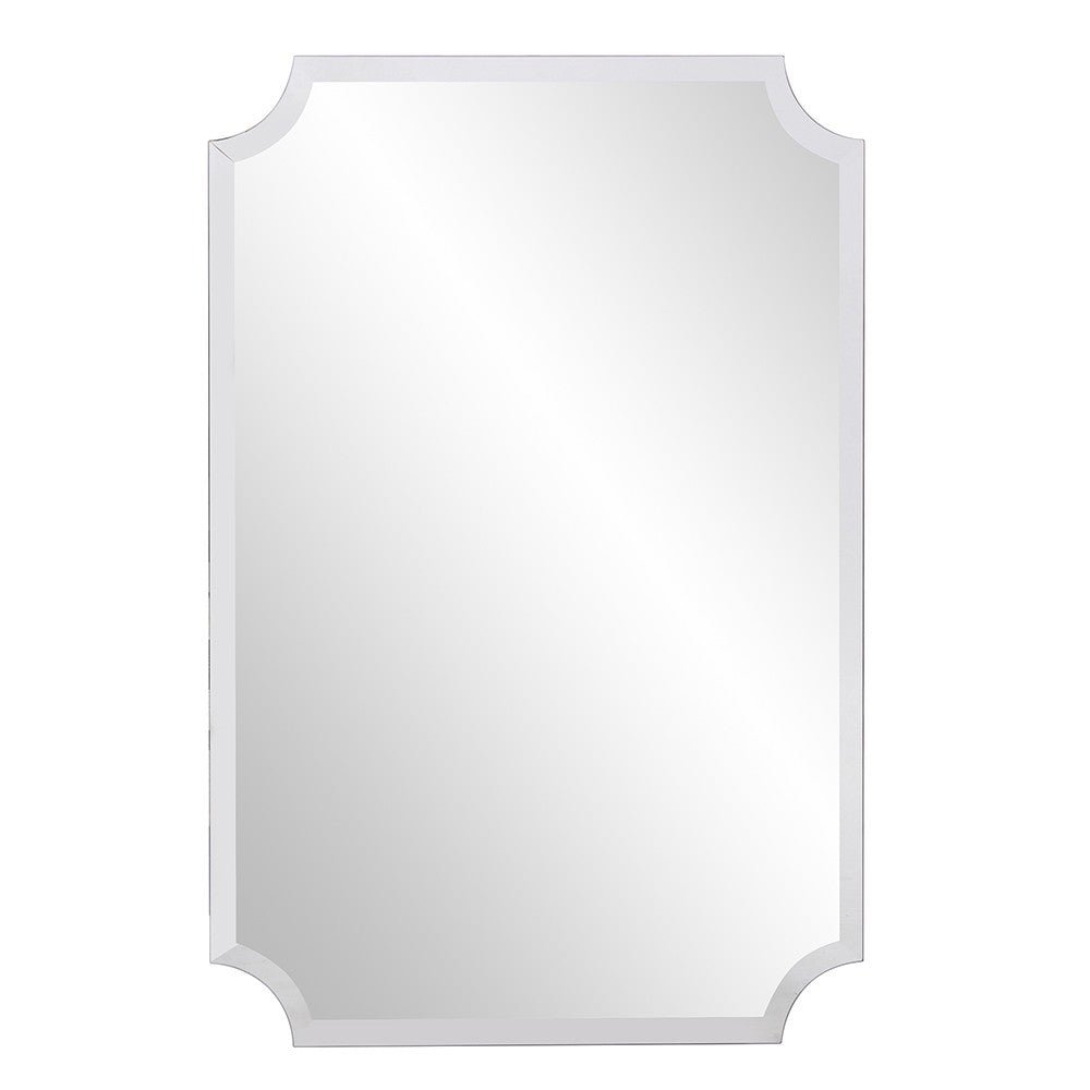 Minimalist  Rectangle Wall Mirror With Beveled Edge And Scalloped Corners | 24