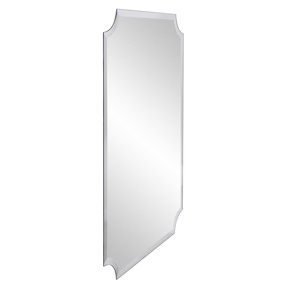 Minimalist Rectangle Mirror With Beveled Edge And Scalloped Corners ...