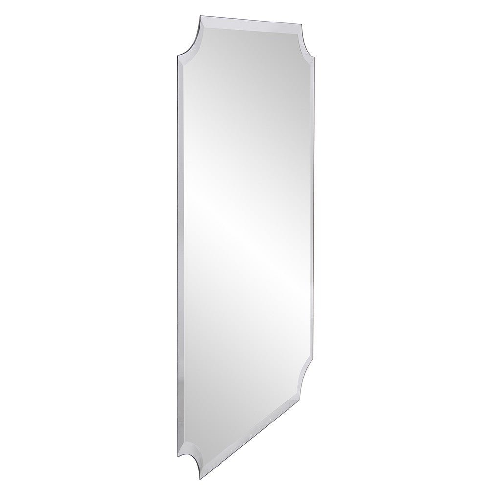 Minimalist  Rectangle Wall Mirror With Beveled Edge And Scalloped Corners | 24