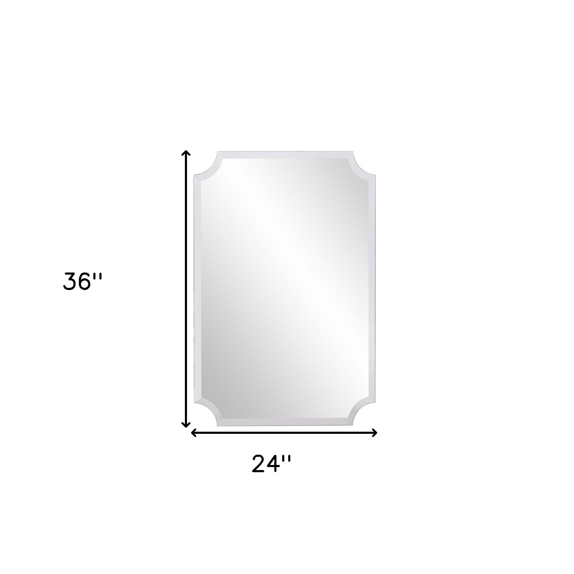 Minimalist  Rectangle Wall Mirror With Beveled Edge And Scalloped Corners | 24