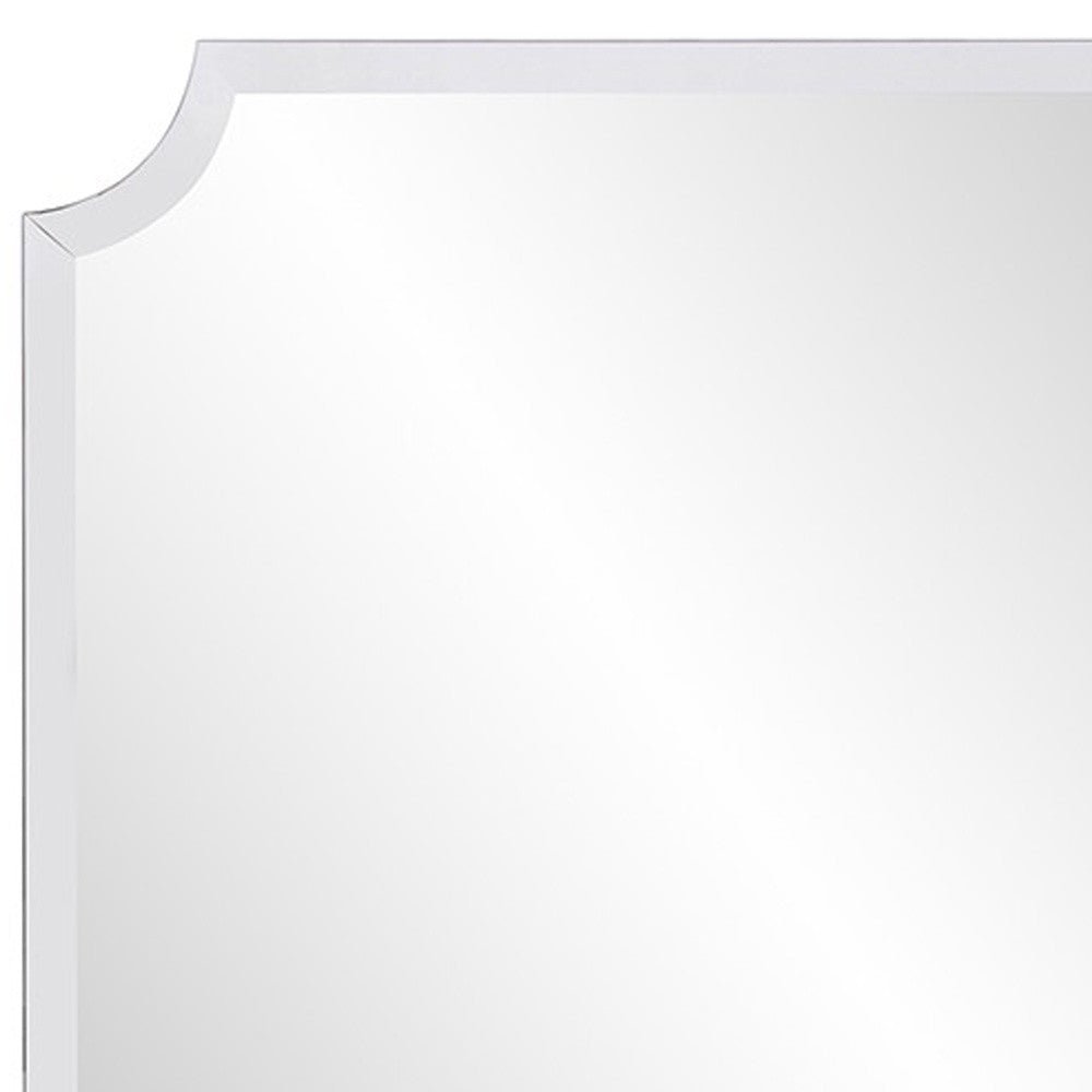 Minimalist  Rectangle Wall Mirror With Beveled Edge And Scalloped Corners | 24