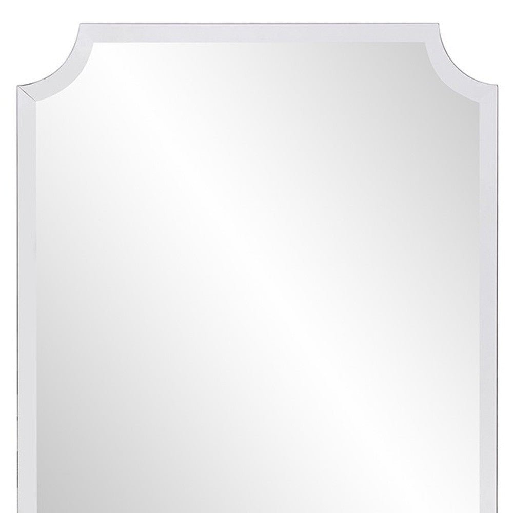Minimalist  Rectangle Wall Mirror With Beveled Edge And Scalloped Corners | 24