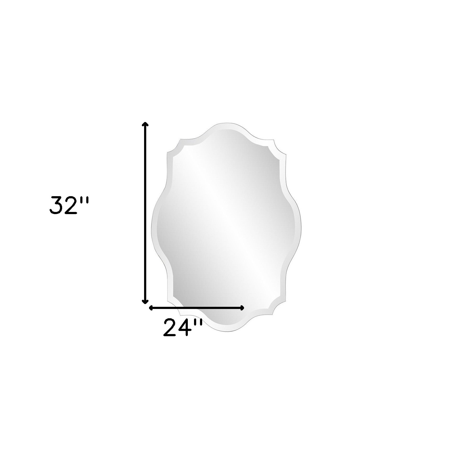 Minimalist Wall Mirror With Scalloped Corners And Curved Edges | 24