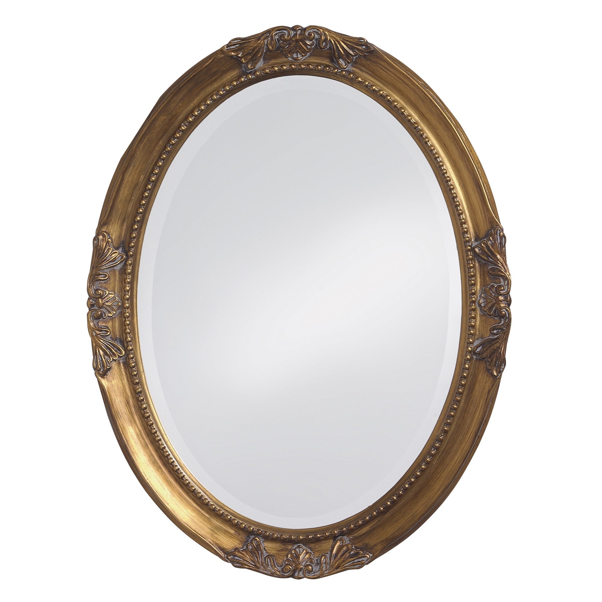 Oval Antique Gold Finish Wall Mirror With Beaded Textured Frame | 25