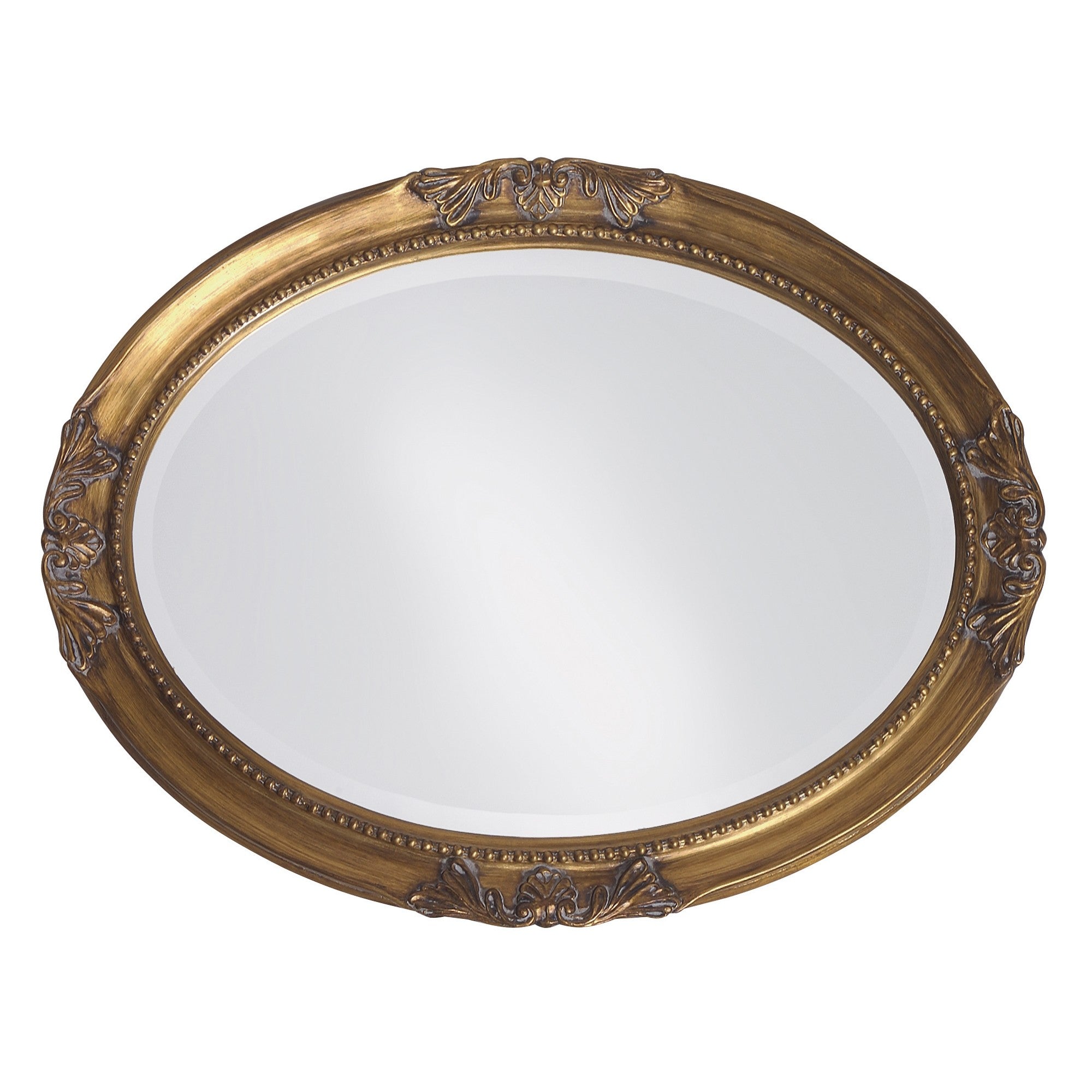Oval Antique Gold Finish Wall Mirror With Beaded Textured Frame | 25