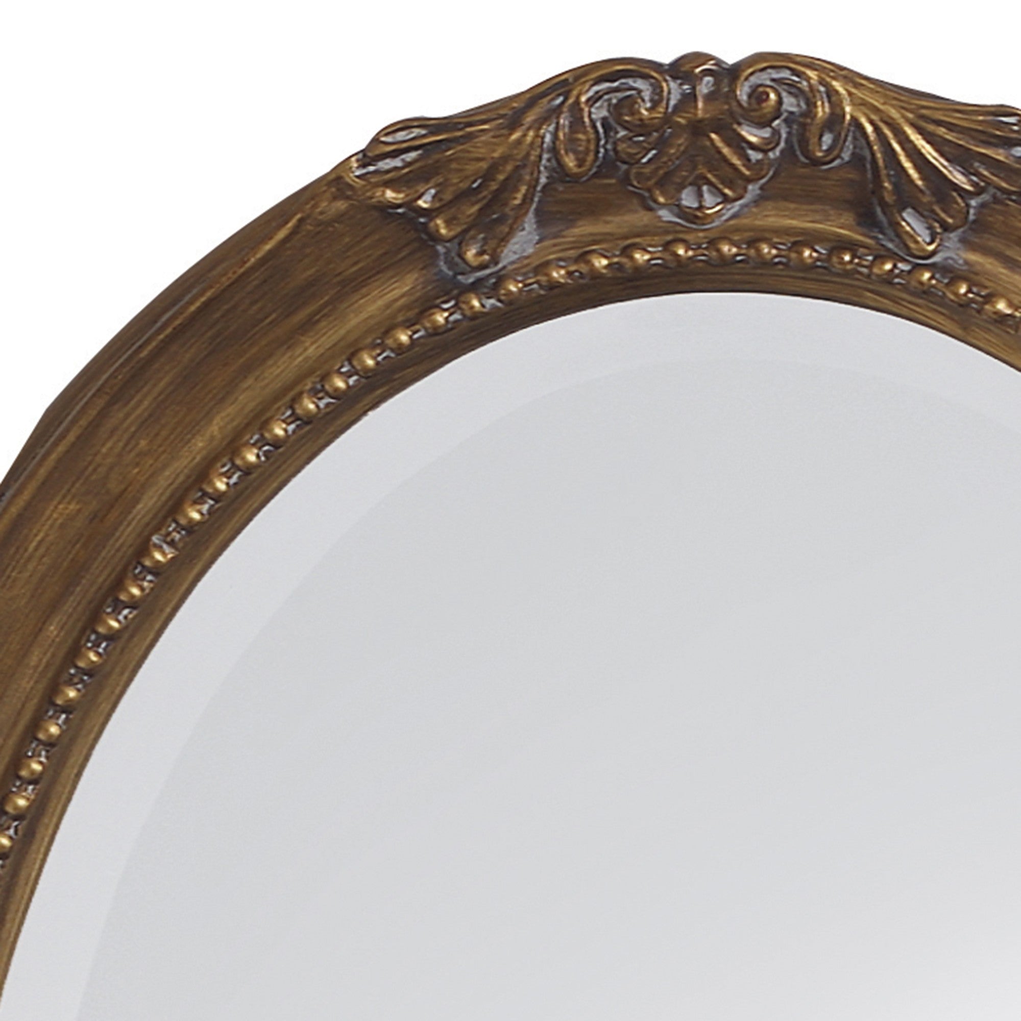 Oval Antique Gold Finish Wall Mirror With Beaded Textured Frame | 25
