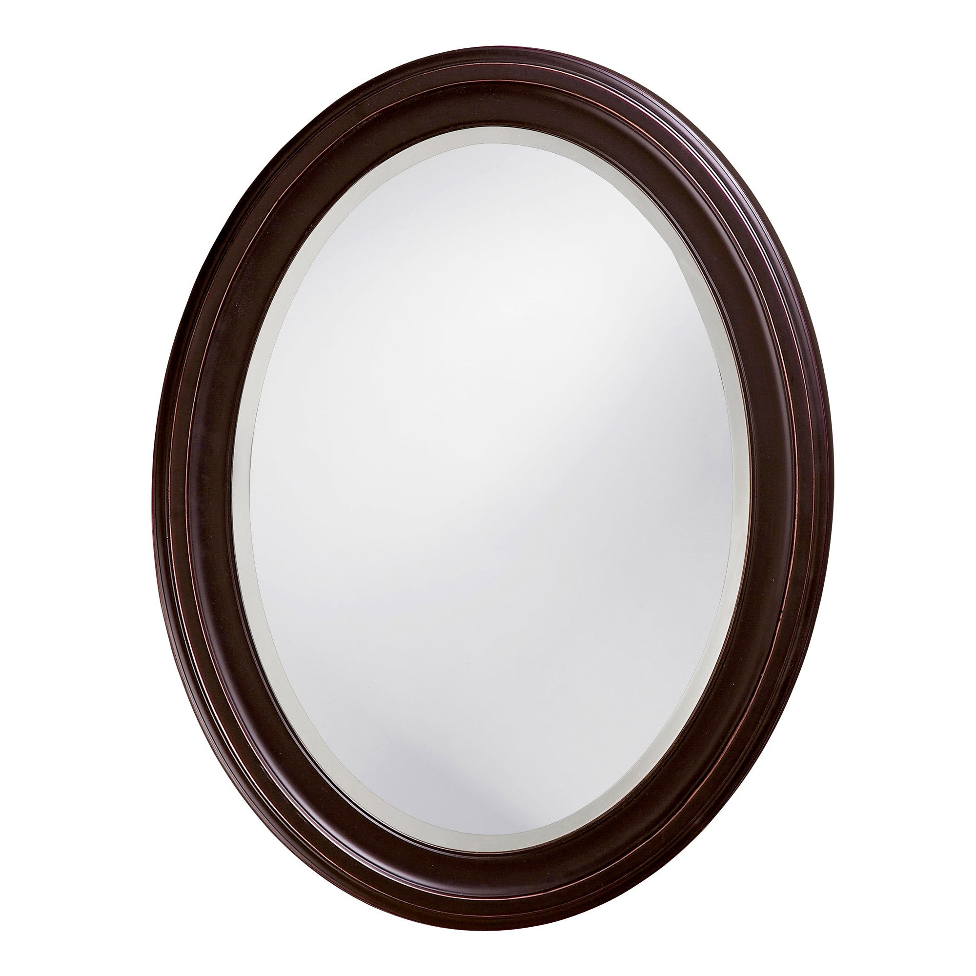Oval Oil Rubbed Bronze Wall Mirror With Wooden Grooves Frame | 25