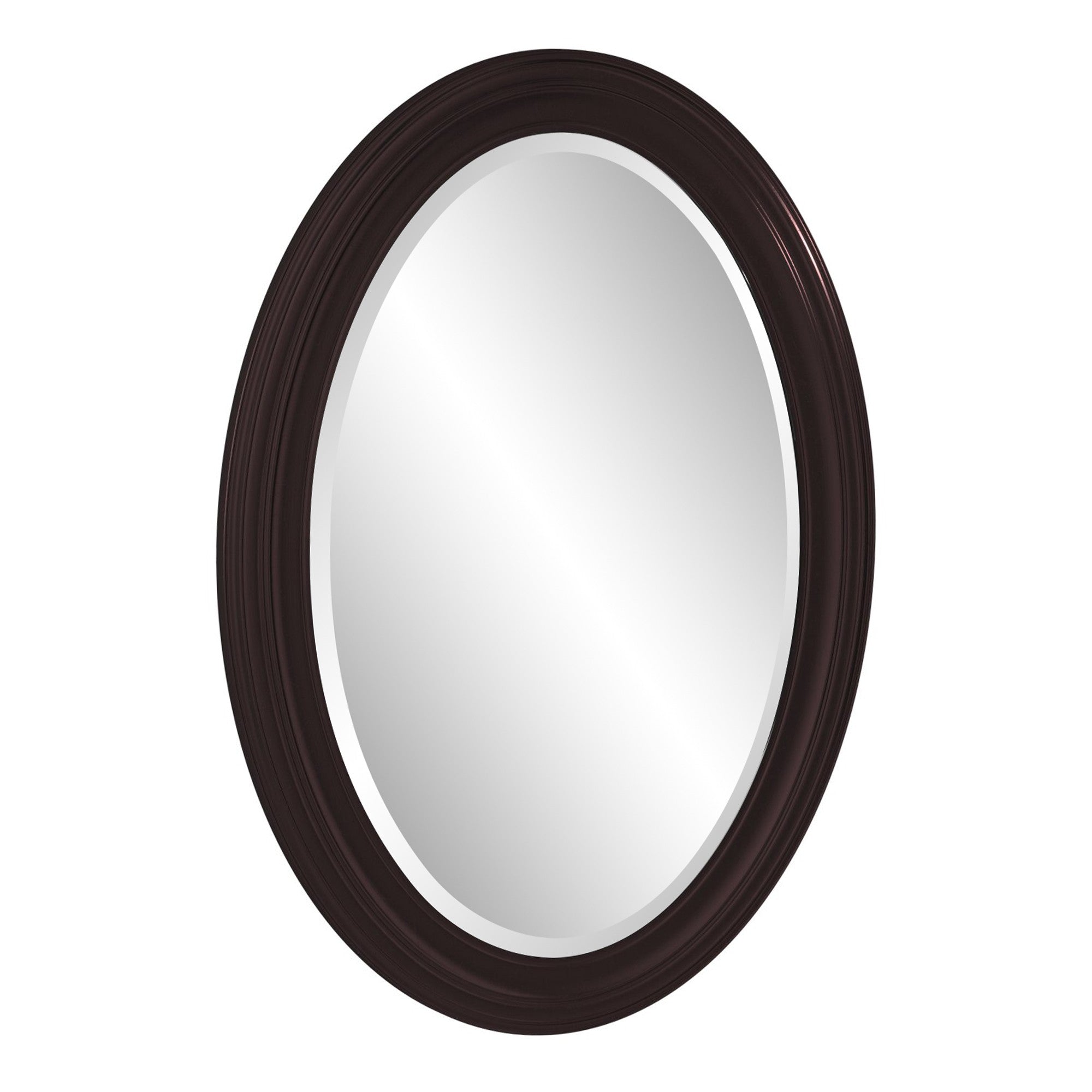 Oval Oil Rubbed Bronze Wall Mirror With Wooden Grooves Frame | 25