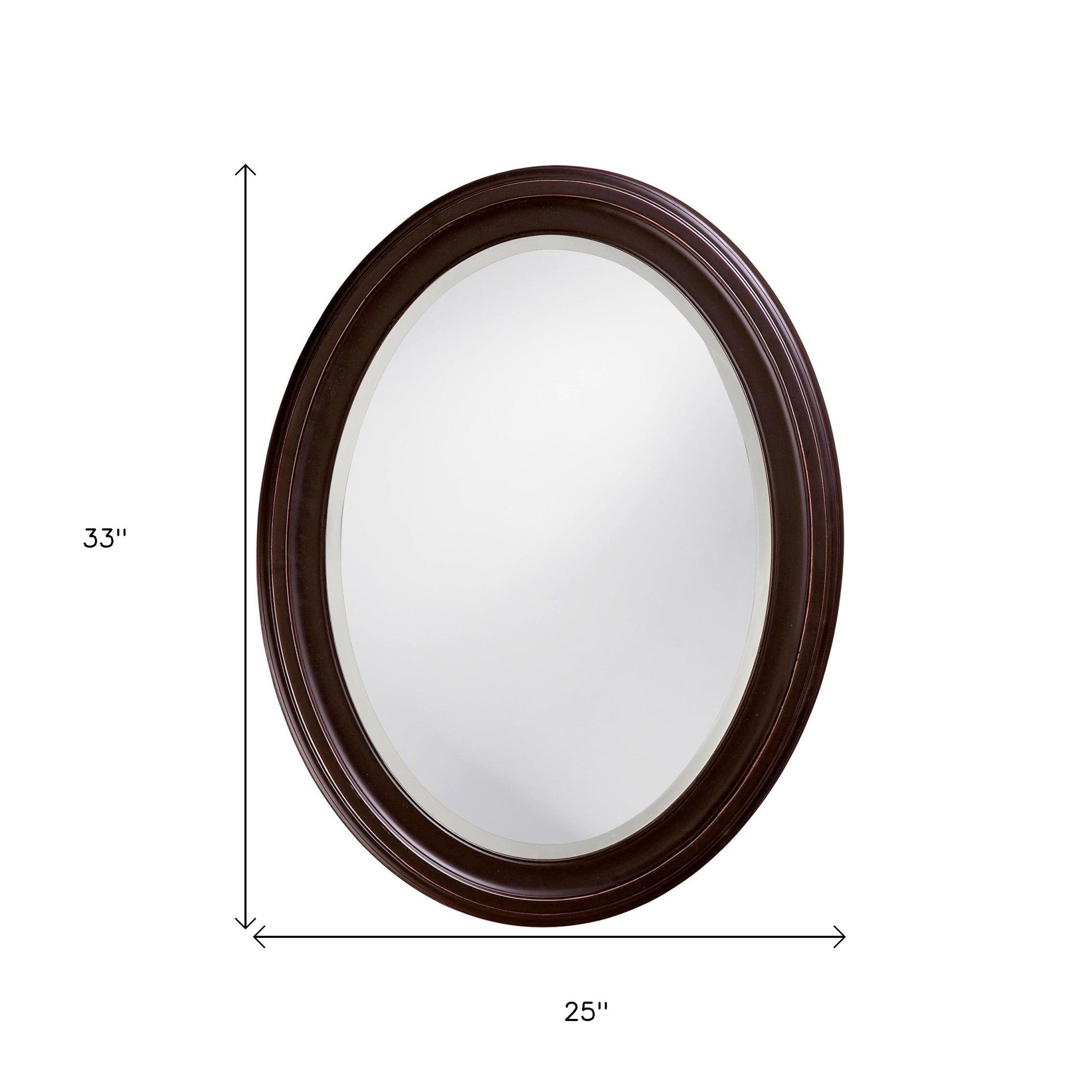 Oval Oil Rubbed Bronze Wall Mirror With Wooden Grooves Frame | 25