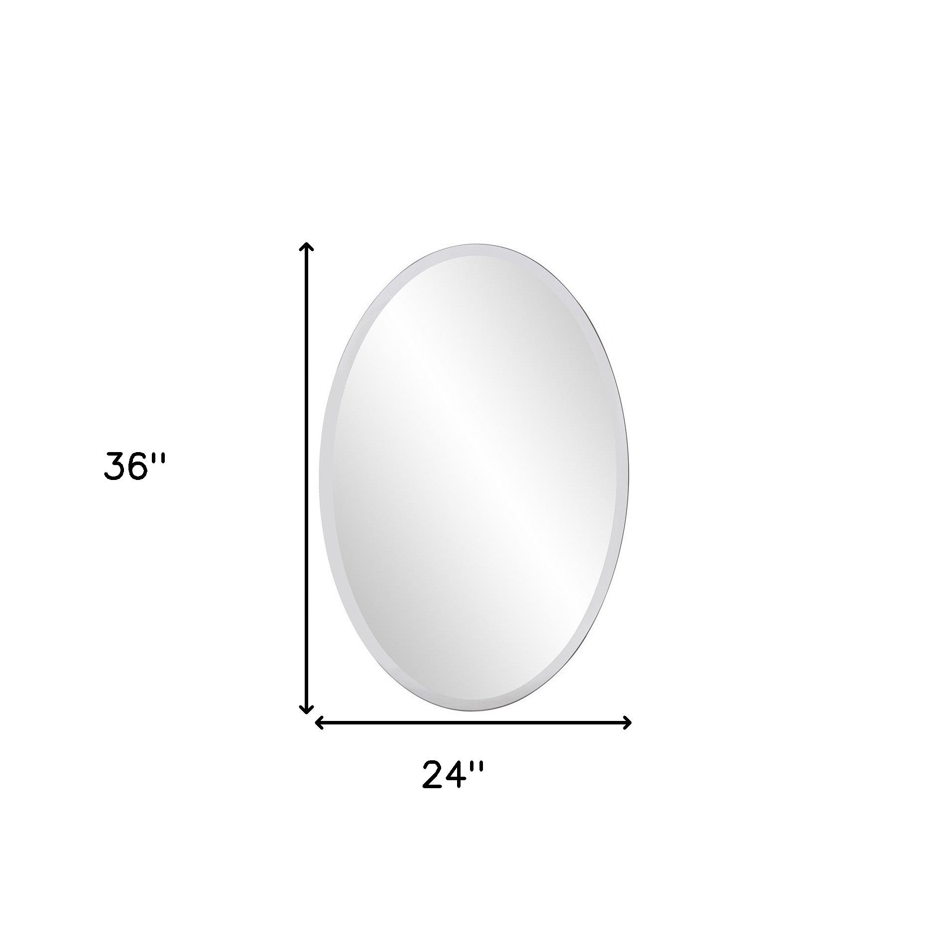 Oval Shaped Frameless Wall Mirror | 24