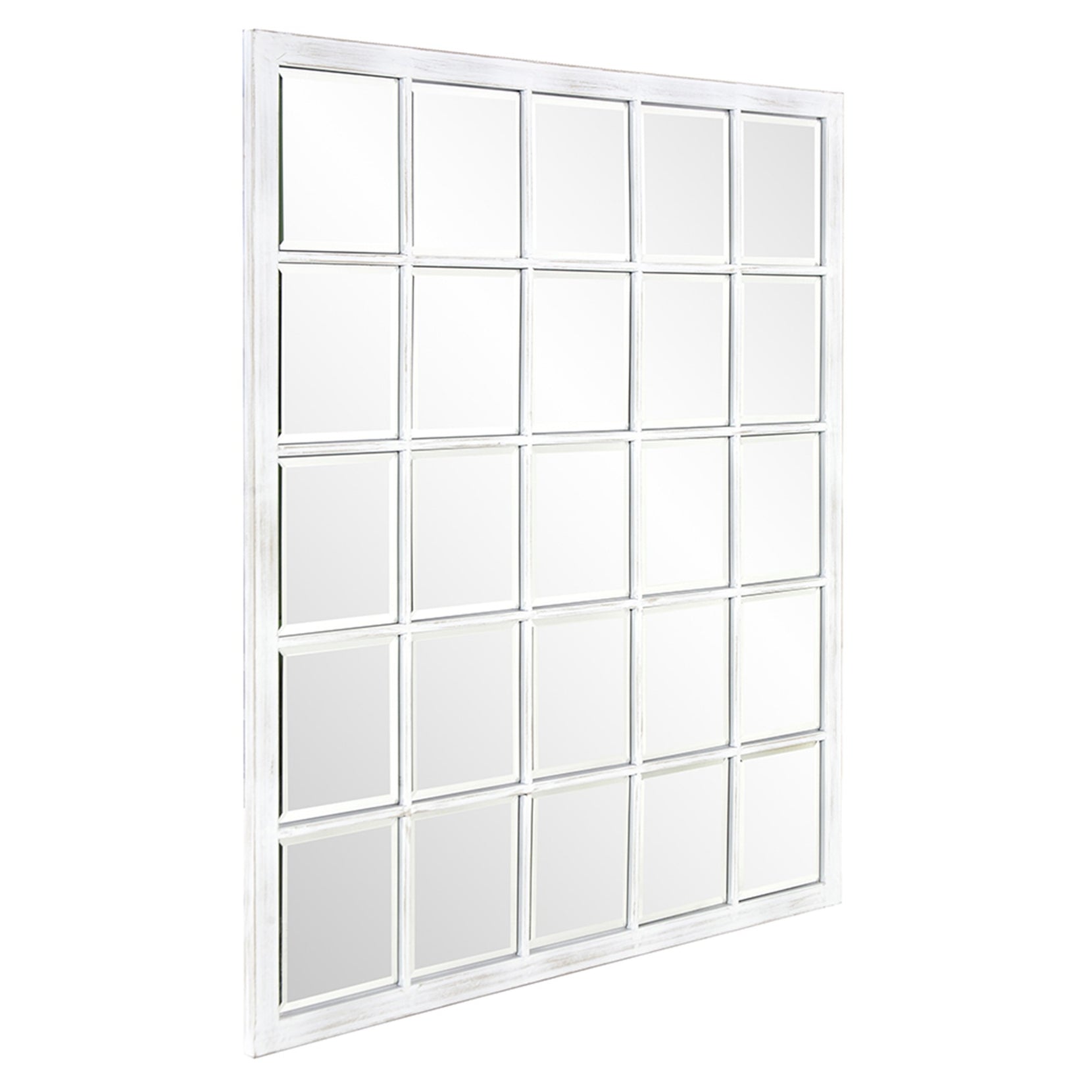 Rectangular Whitewash Window Pane Tile Wall Mirror | 34