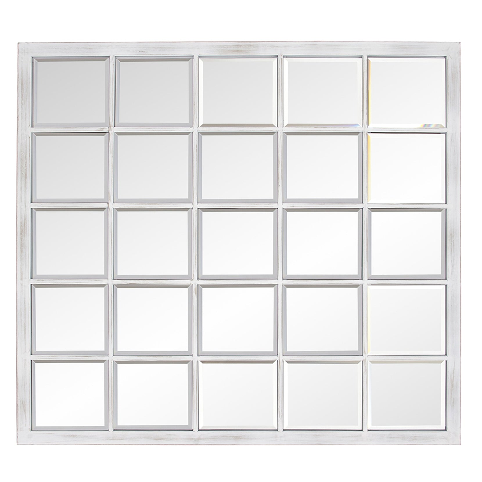 Rectangular Whitewash Window Pane Tile Wall Mirror | 34