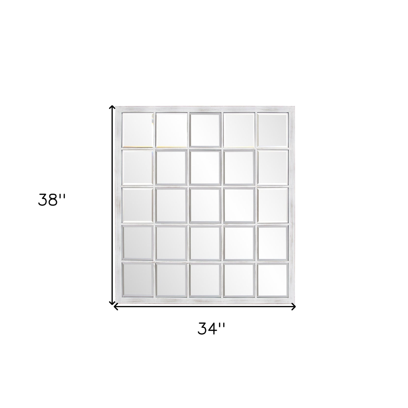 Rectangular Whitewash Window Pane Tile Wall Mirror | 34