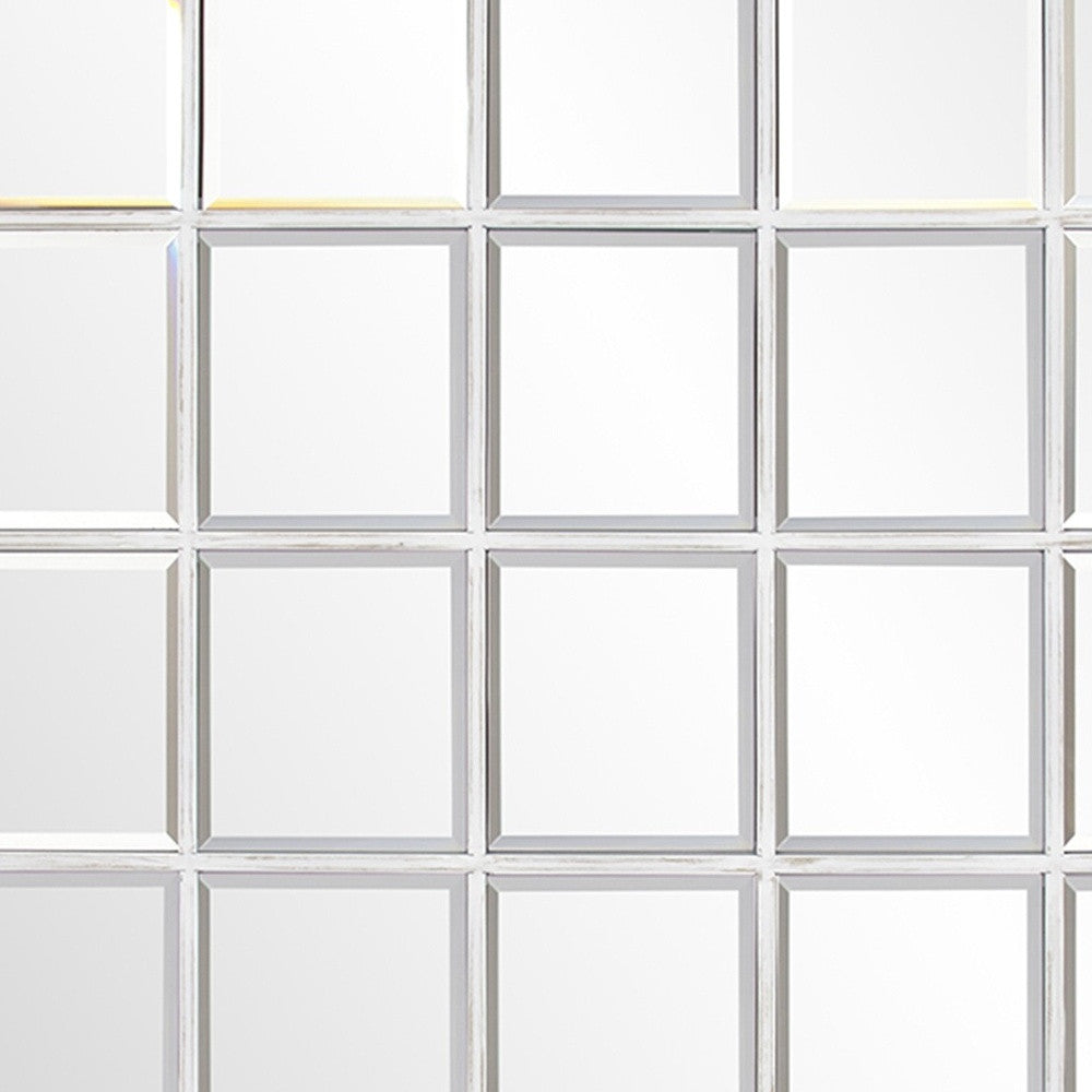 Rectangular Whitewash Window Pane Tile Wall Mirror | 34