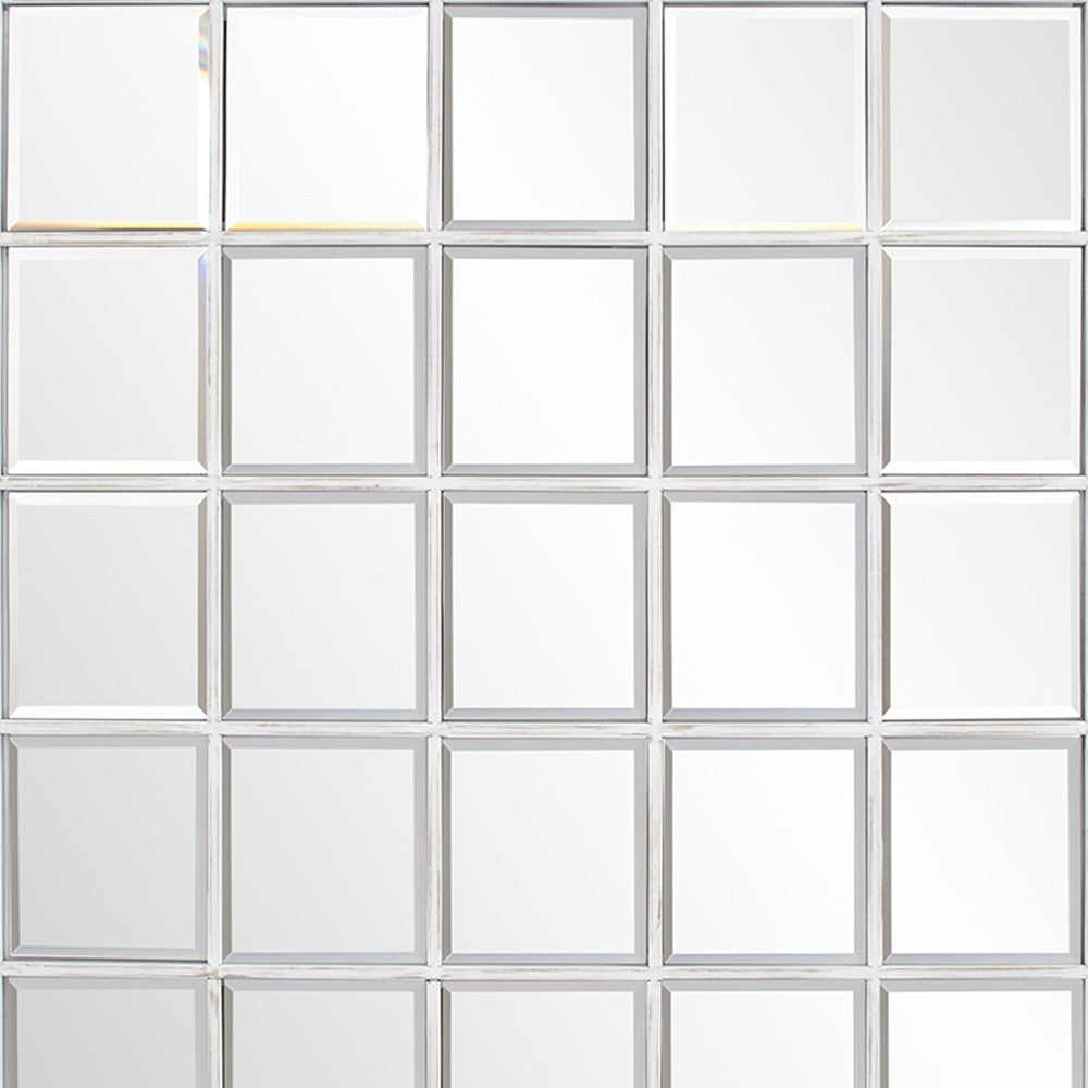 Rectangular Whitewash Window Pane Tile Wall Mirror | 34