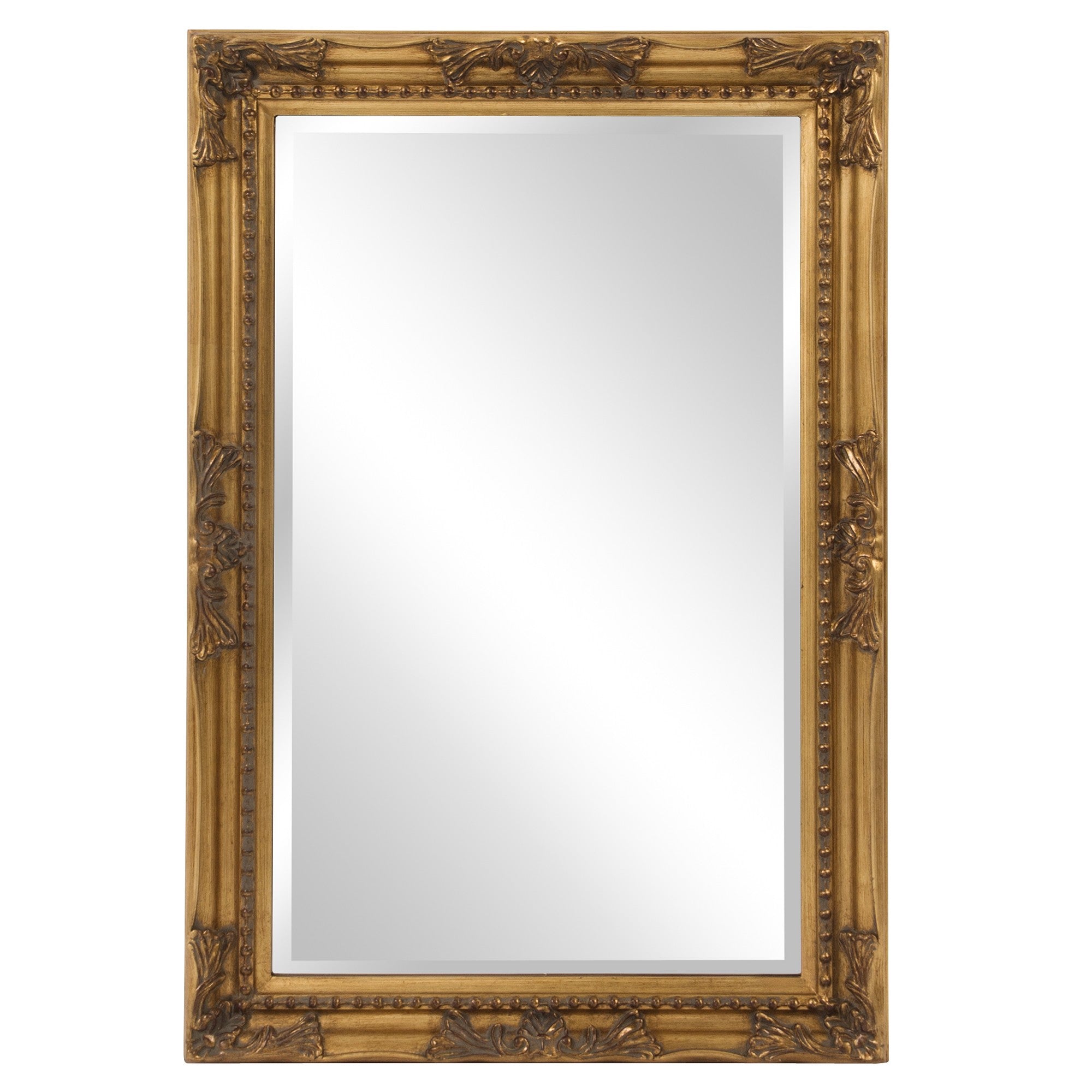 Rectangular Antiqued Gold Wood Frame Wall Mirror | 25