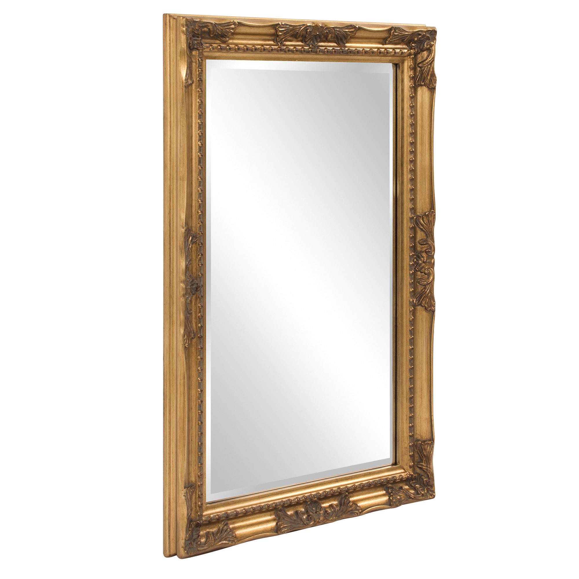 Rectangular Antiqued Gold Wood Frame Wall Mirror | 25