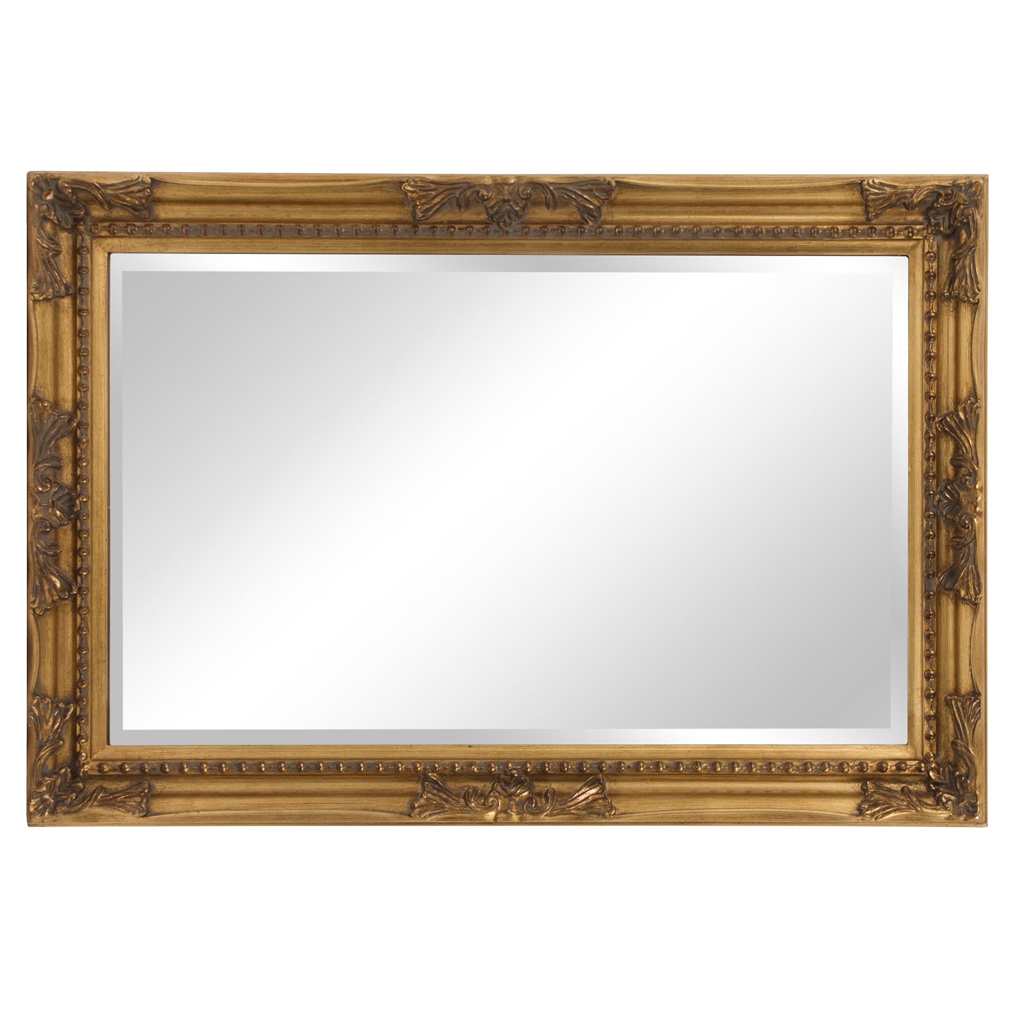 Rectangular Antiqued Gold Wood Frame Wall Mirror | 25