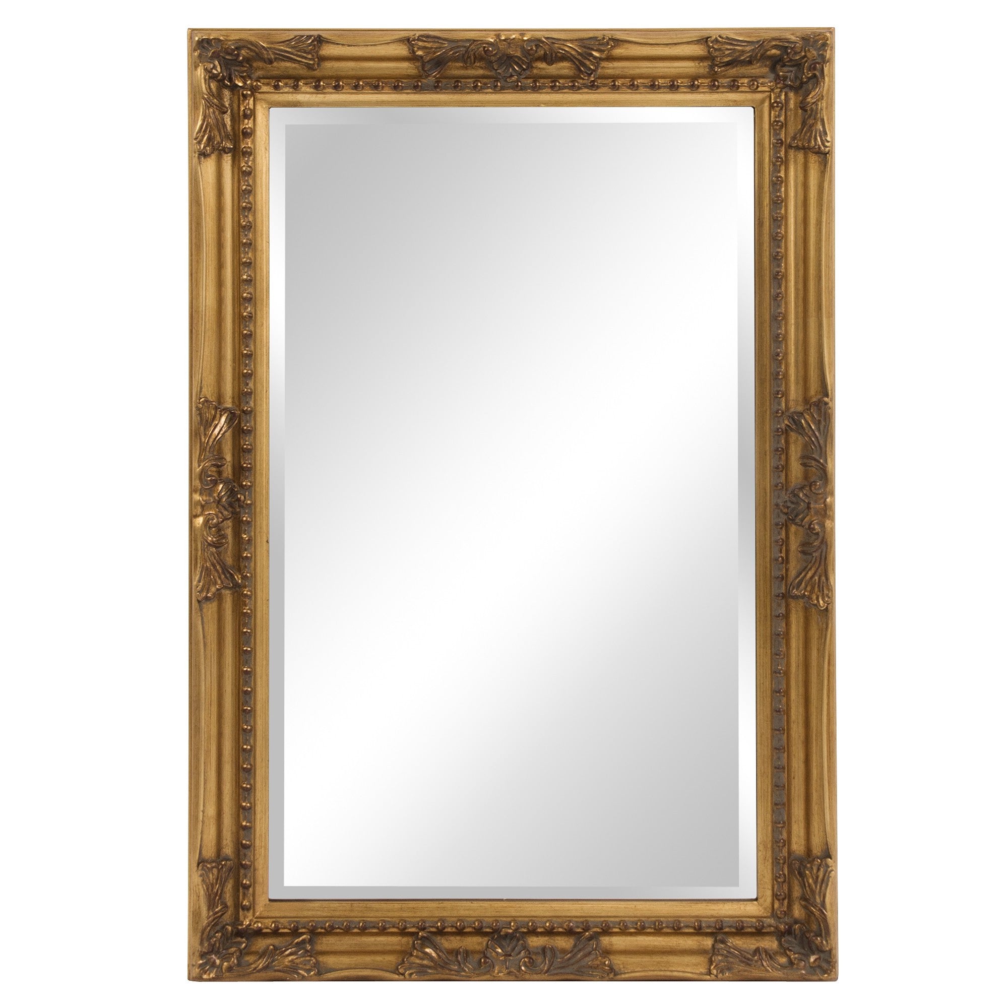 Rectangular Antiqued Gold Wood Frame Wall Mirror | 25