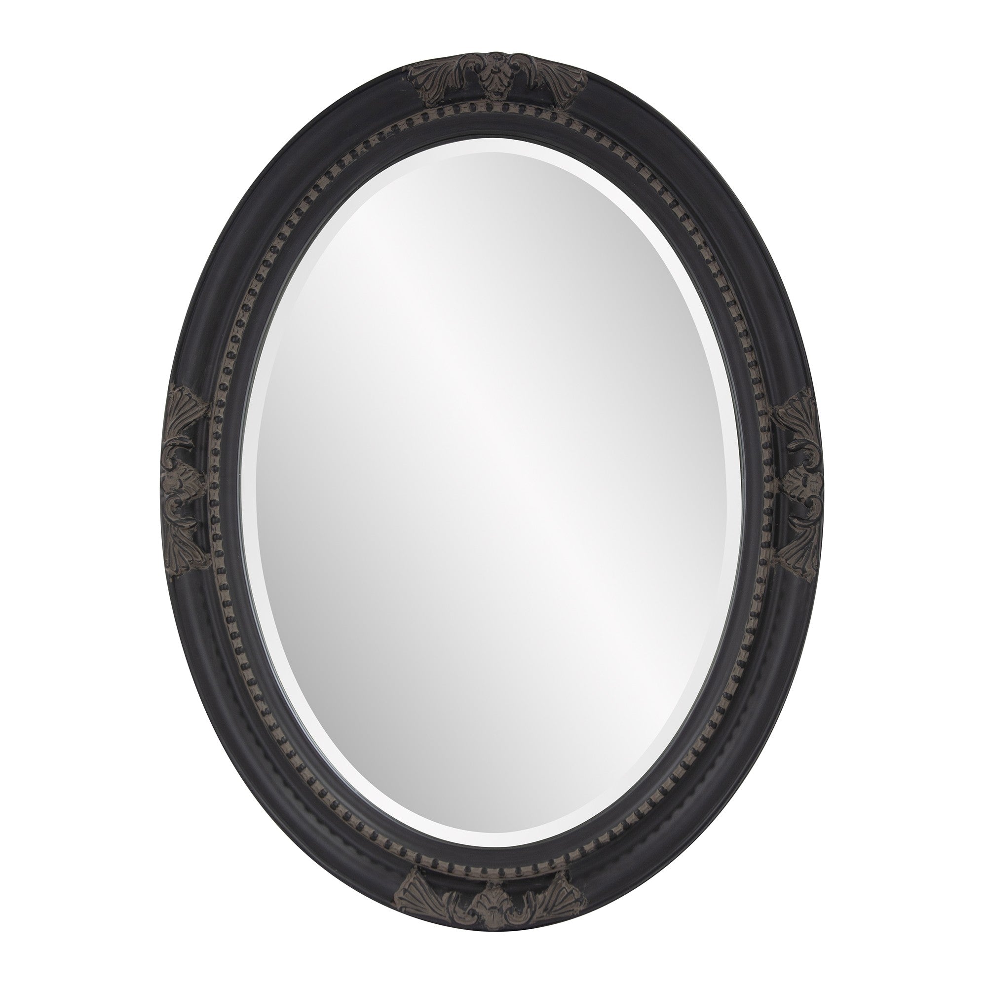 Oval Antiqued Black Wood Frame Wall Mirror | 25