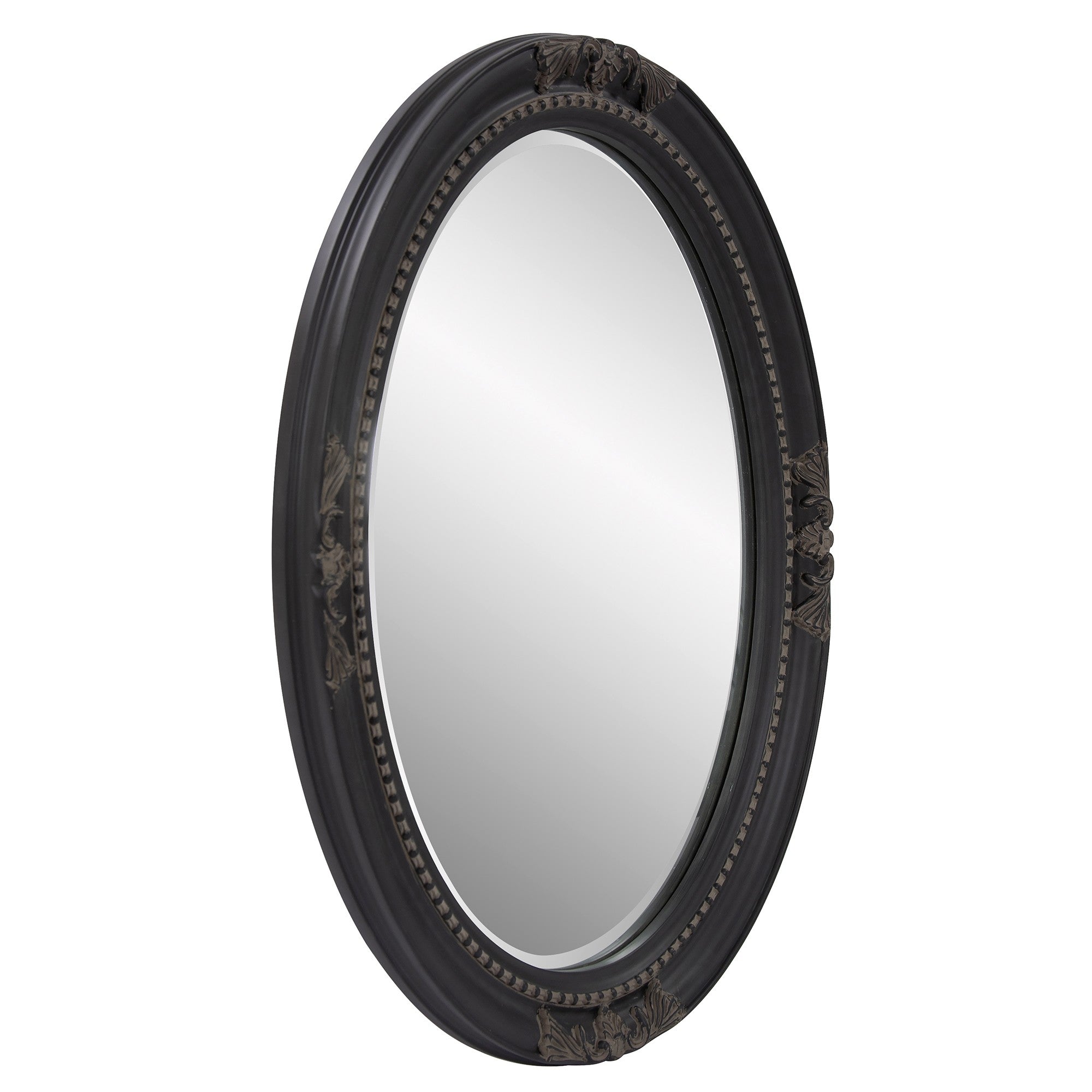 Oval Antiqued Black Wood Frame Wall Mirror | 25