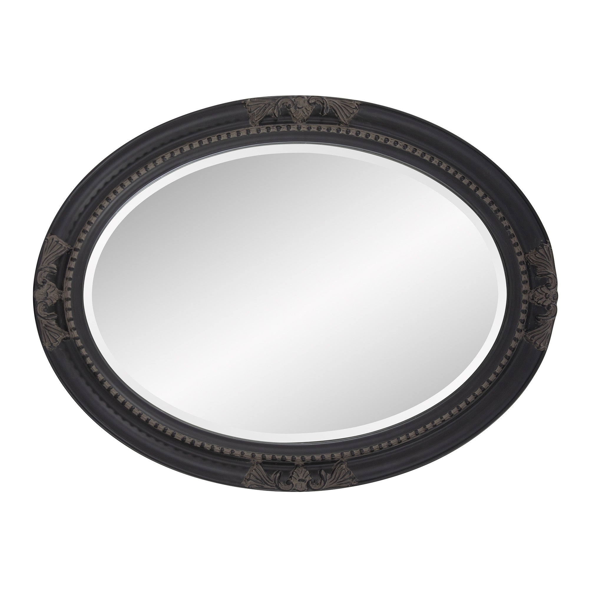 Oval Antiqued Black Wood Frame Wall Mirror | 25