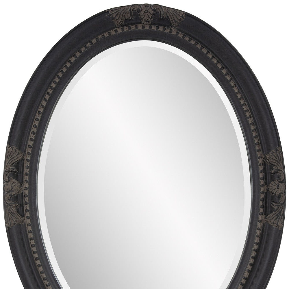 Oval Antiqued Black Wood Frame Wall Mirror | 25